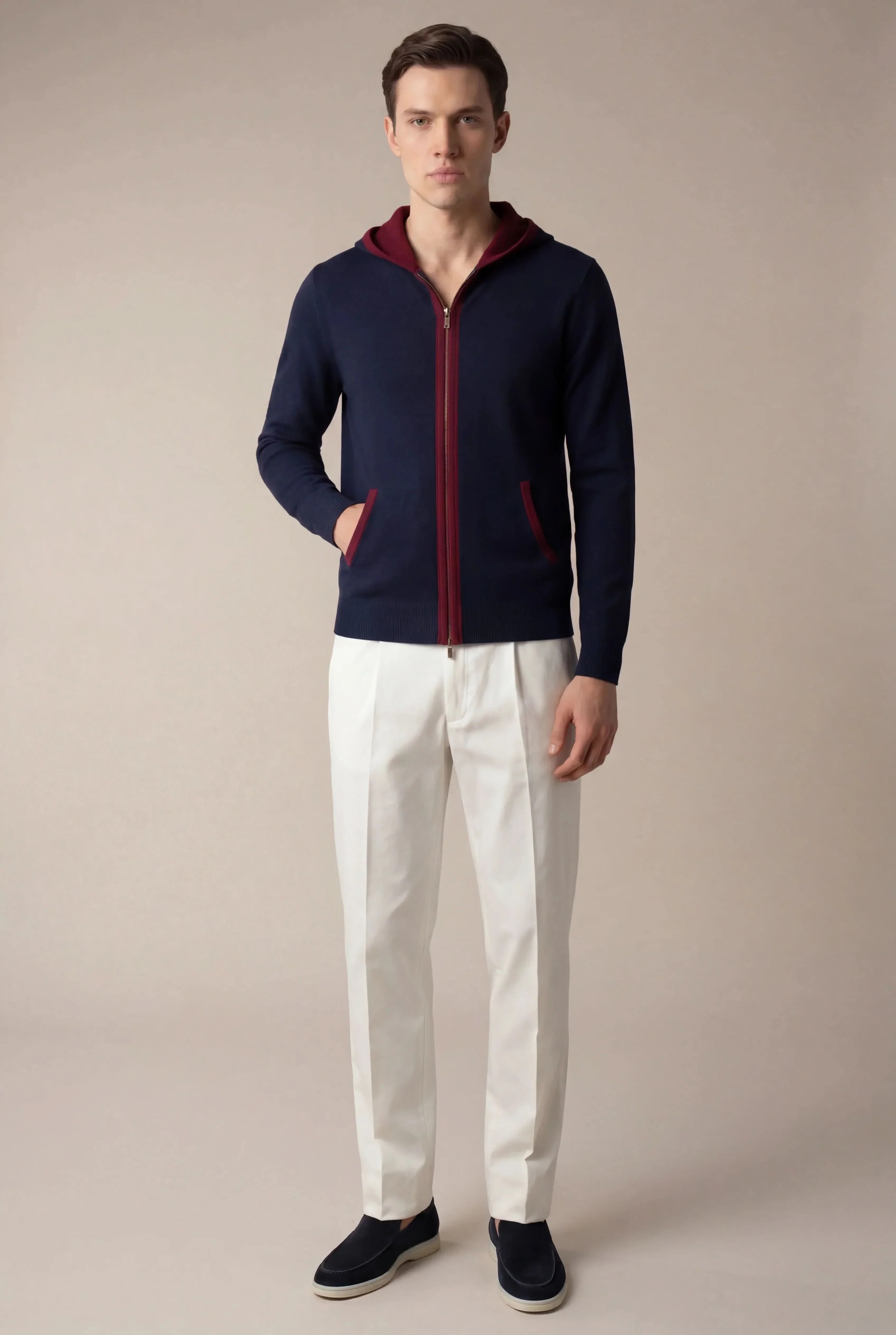 Santoni Extrafine Hoodie Navy