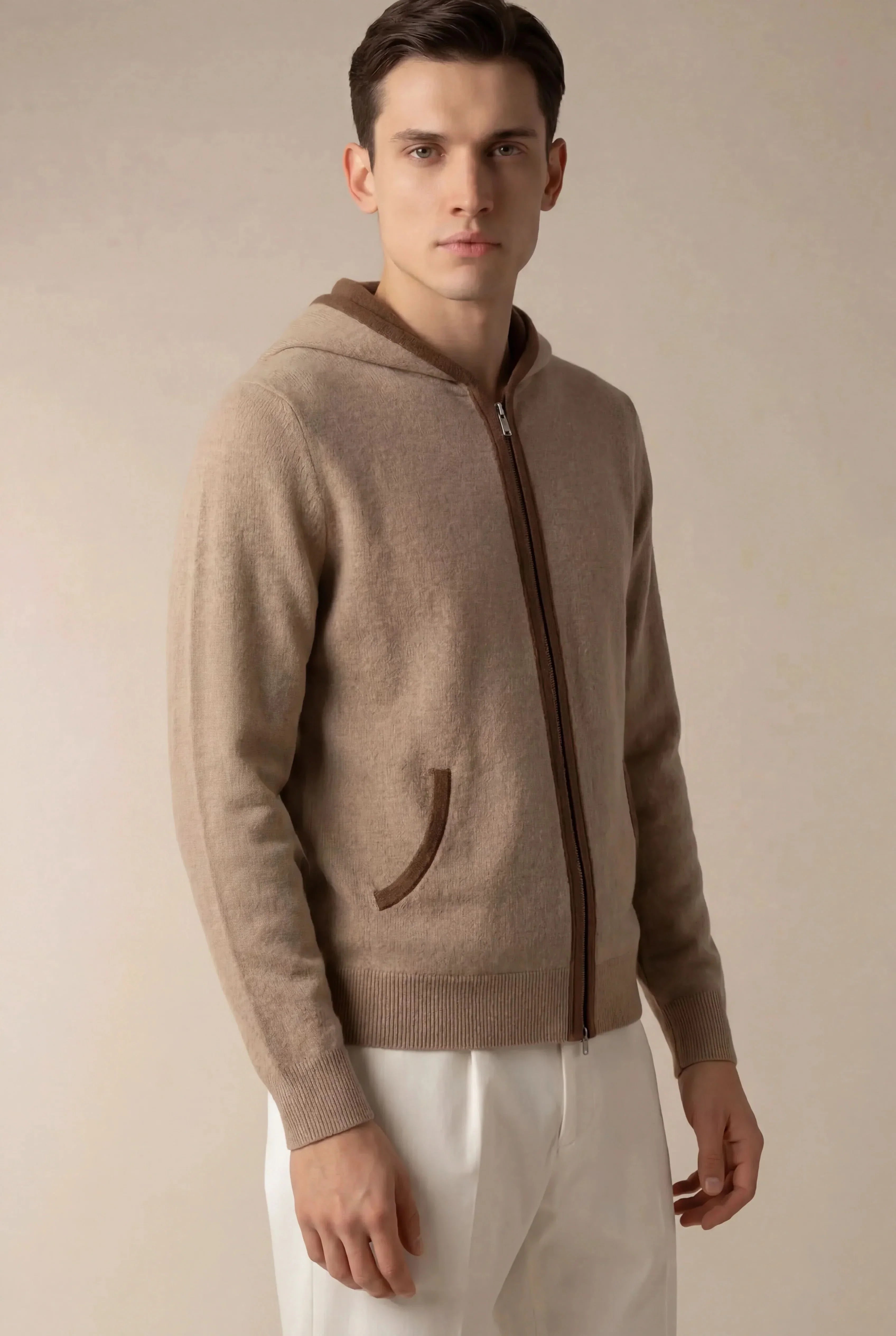 Santoni Extrafine Hoodie Cream