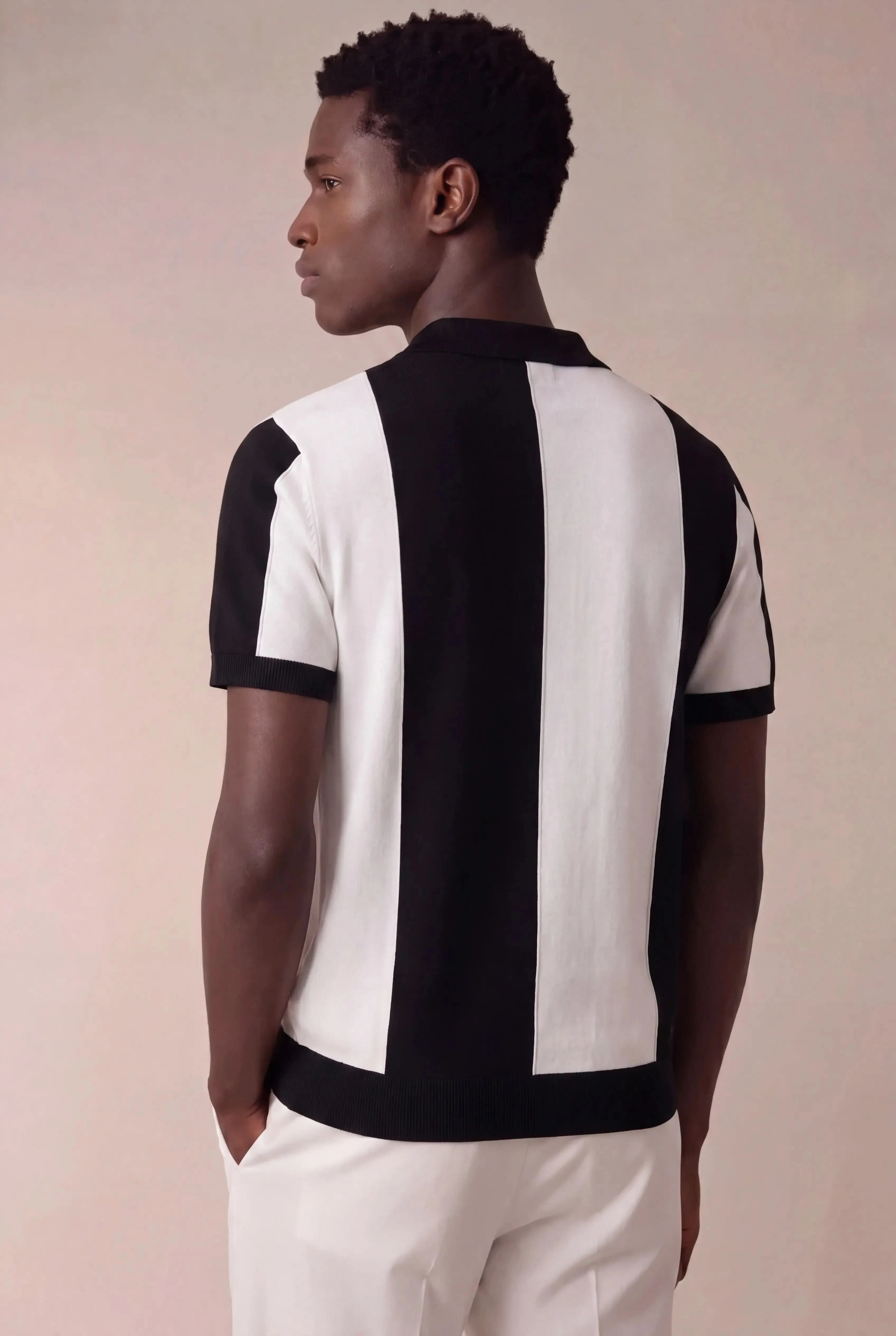 Contaro Colourblock Knit Polo Black