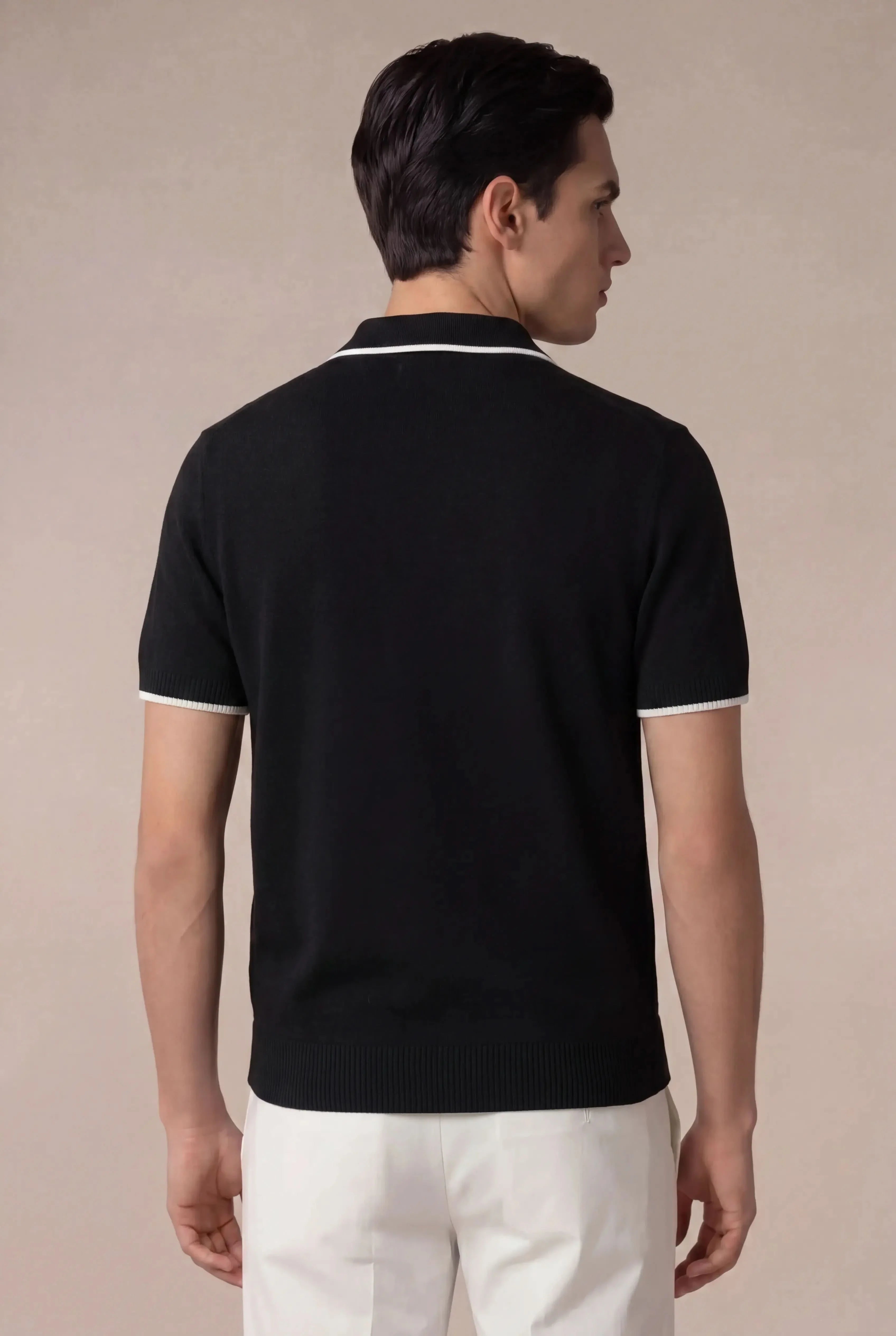 Ostavio Tipped Knit Polo Black