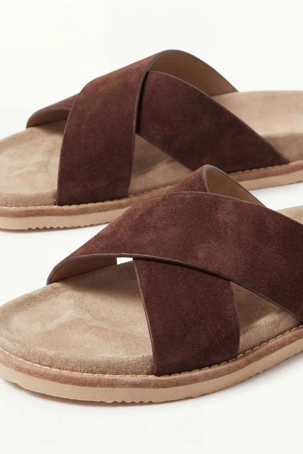 Brescaro Suède Cross Slide Chestnut
