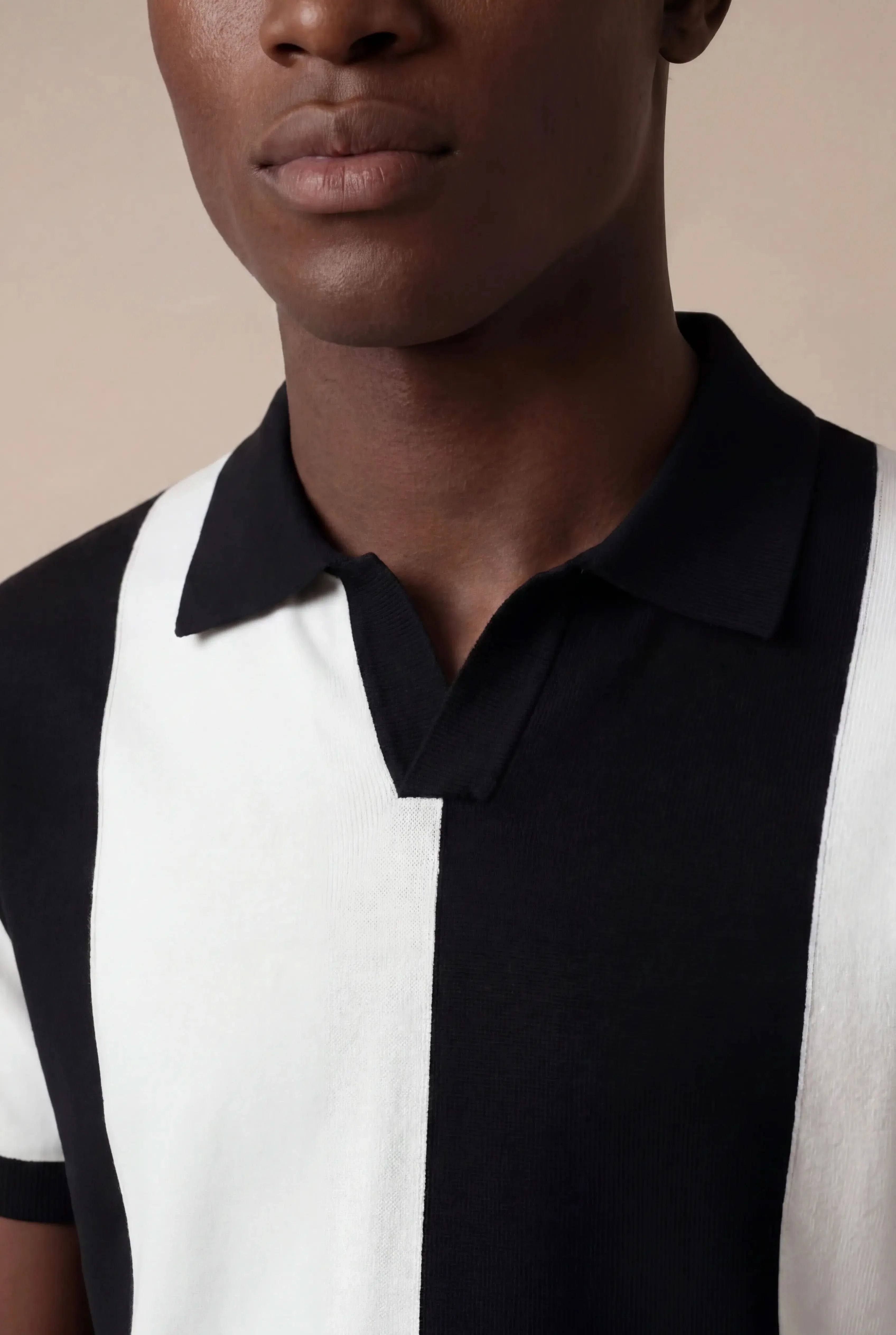 Contaro Colourblock Knit Polo Black