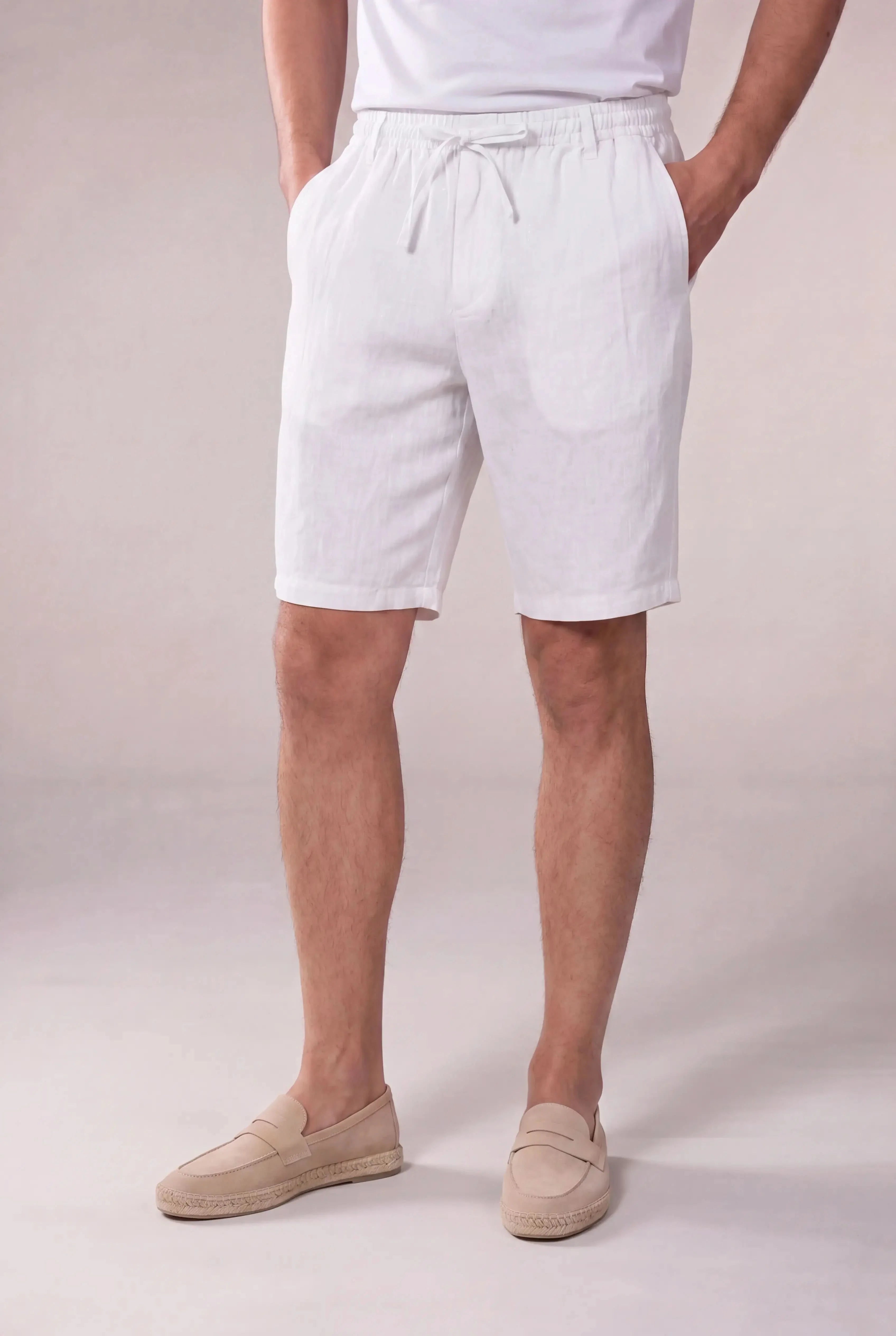 Calvaro Linen Shorts White