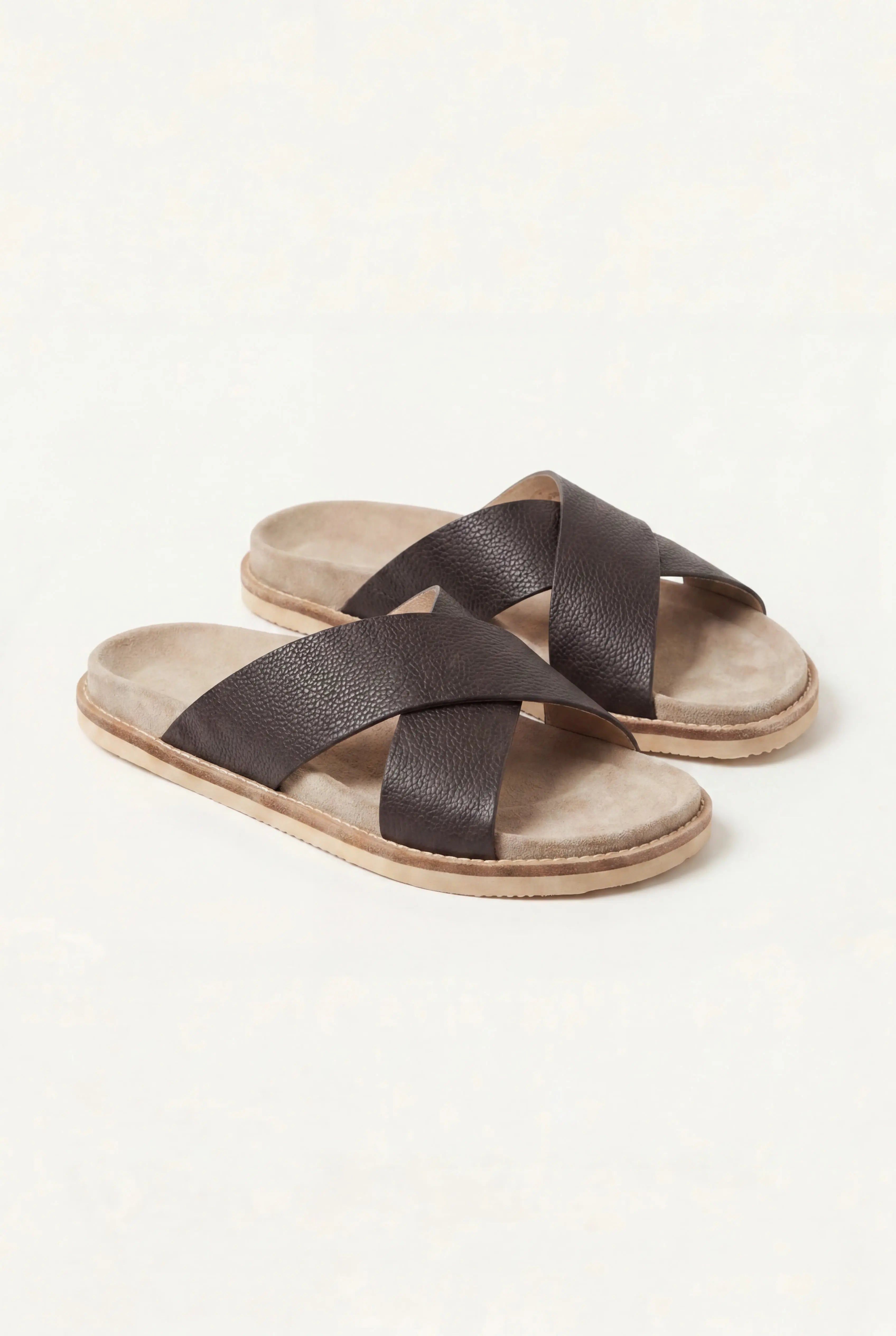 Brescaro Suède Cross-Strap Slide Dark Brown