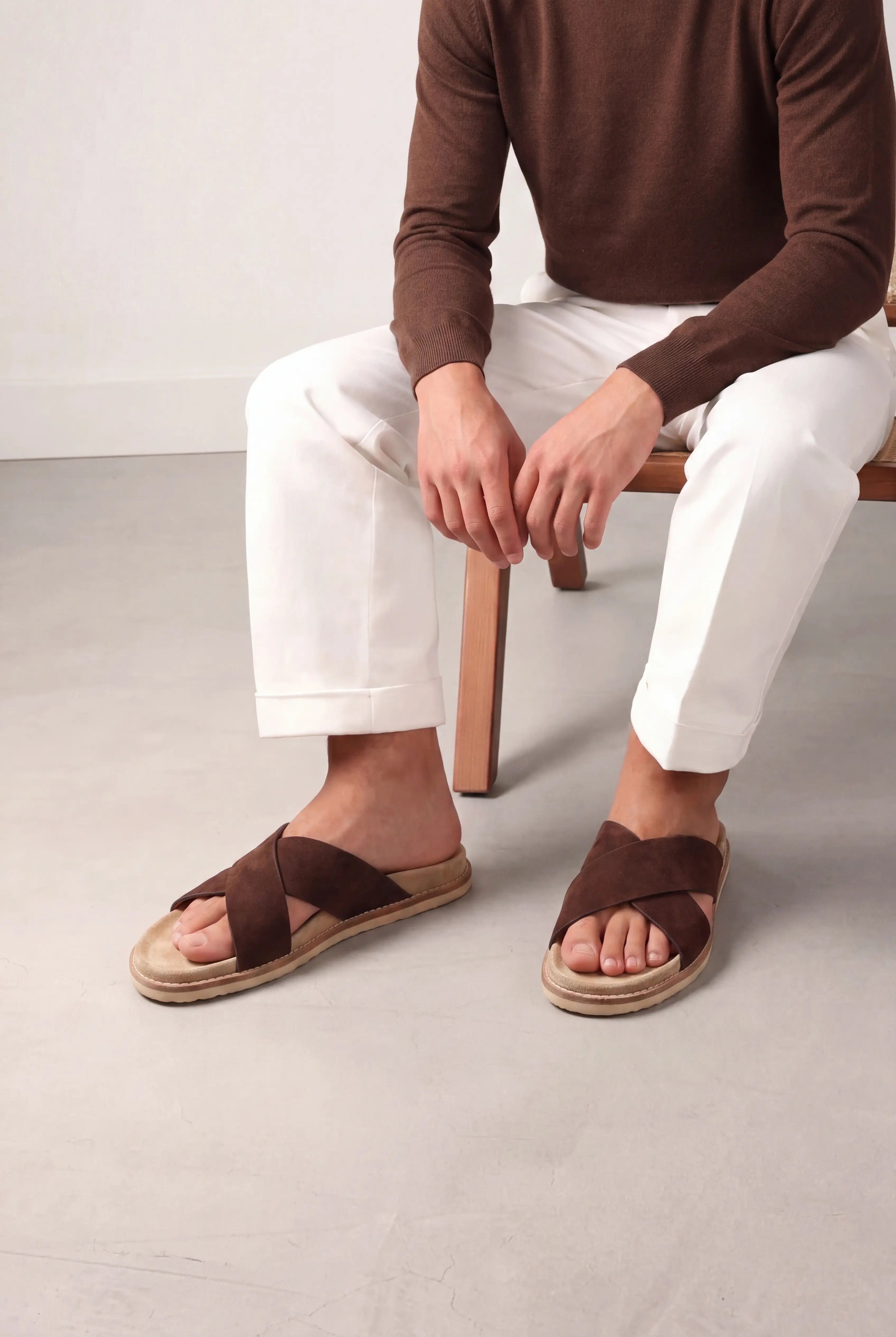 Brescaro Suède Cross Slide Chestnut