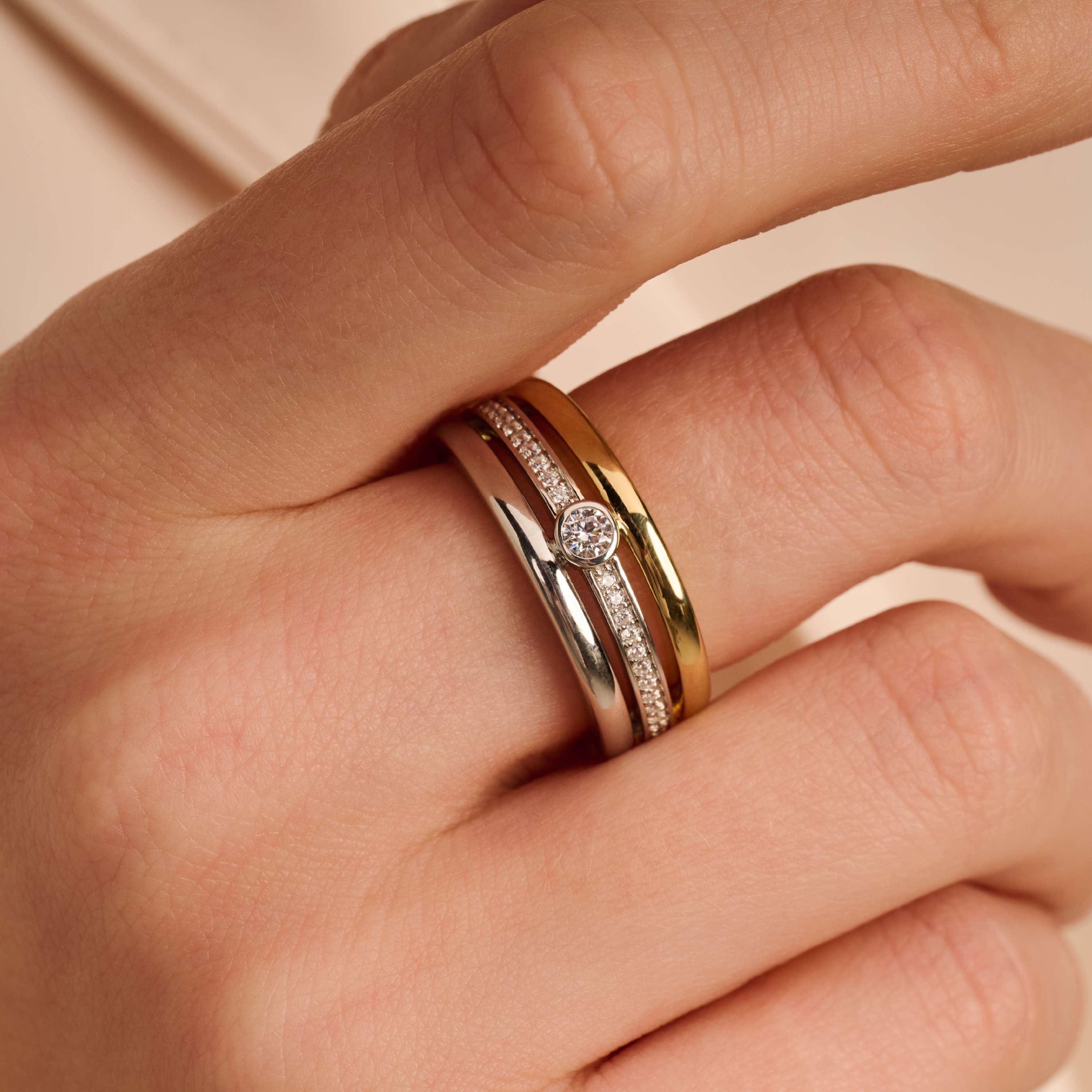 Triple Band Ring met steen