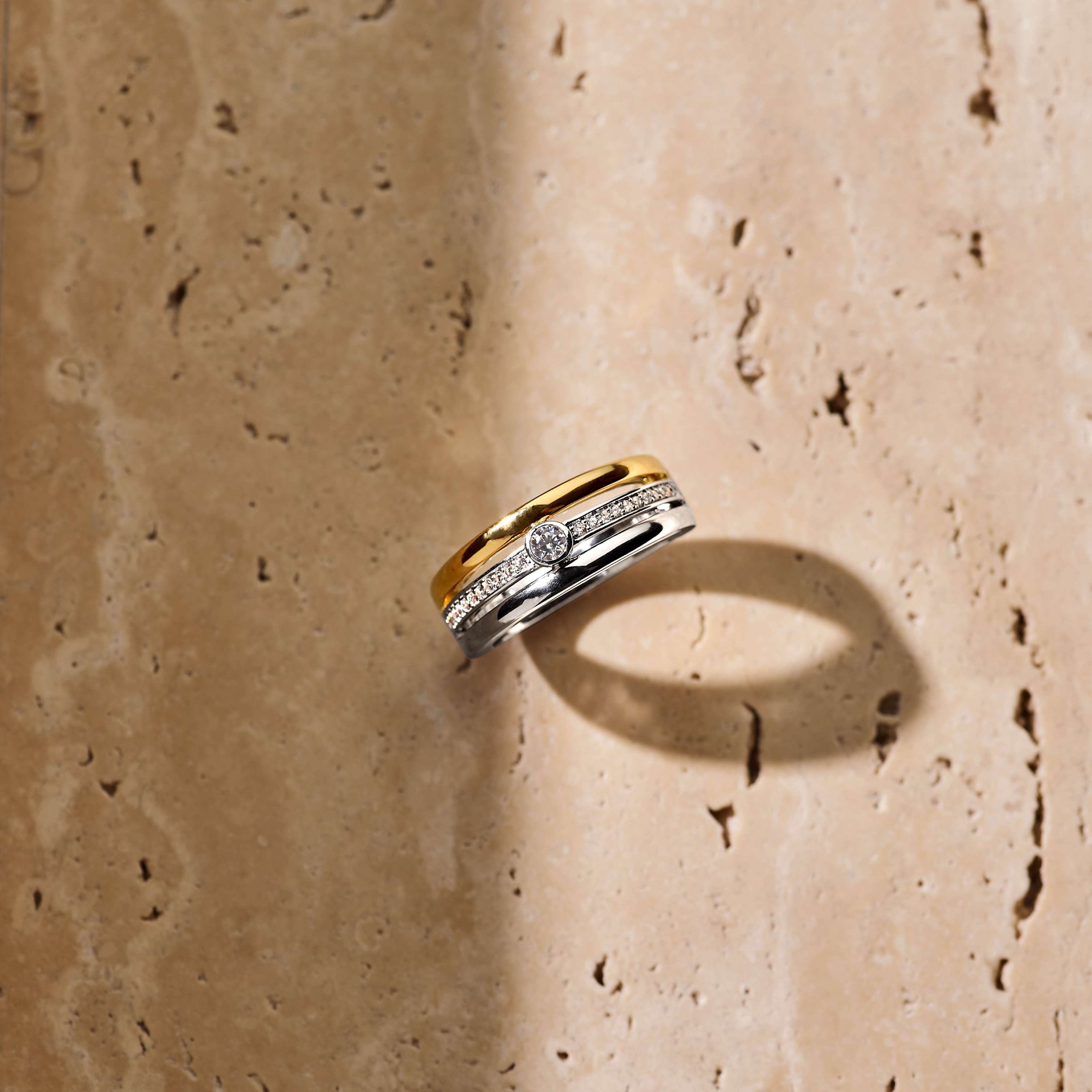 Triple Band Ring met steen