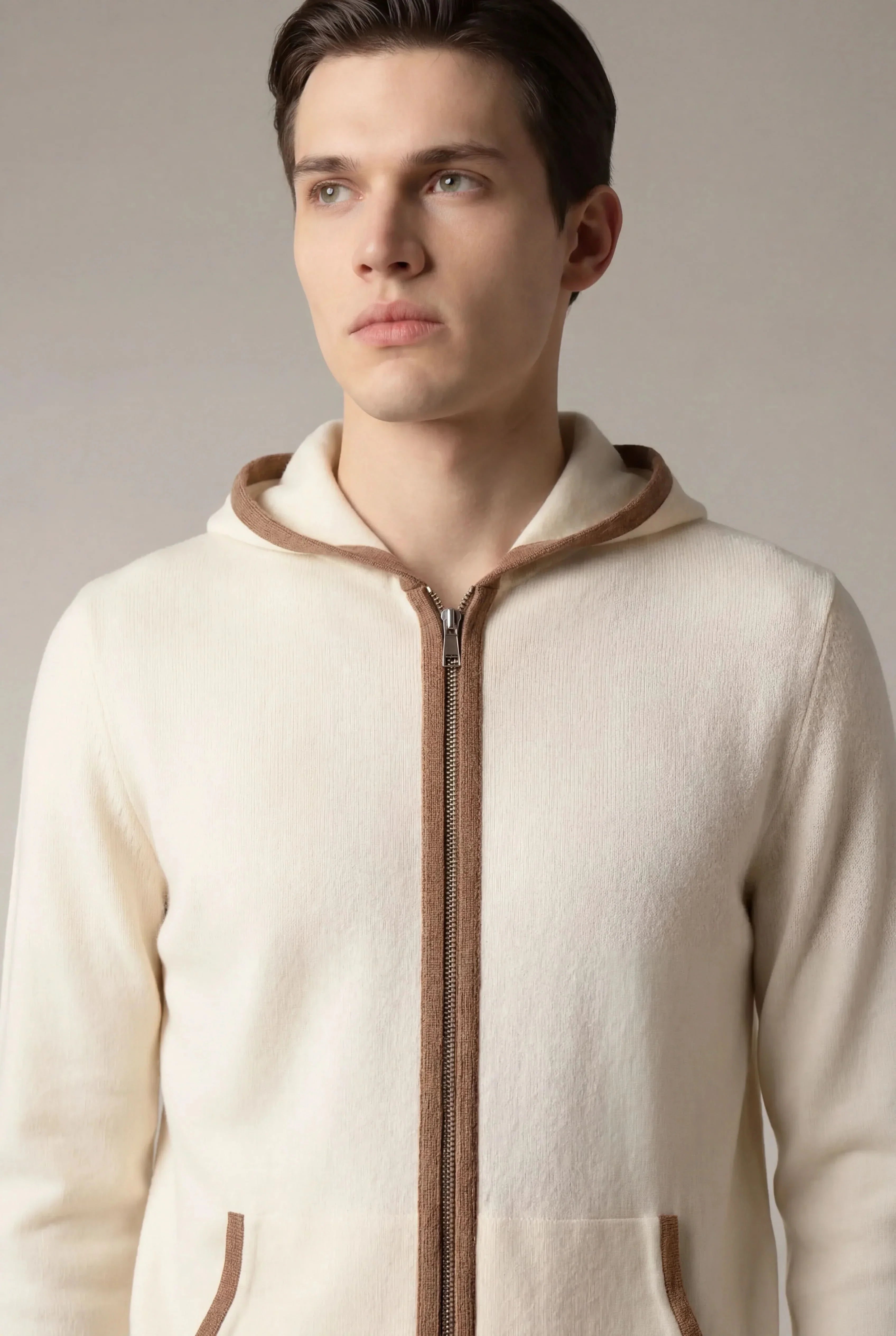Santoni Extrafine Hoodie Cream