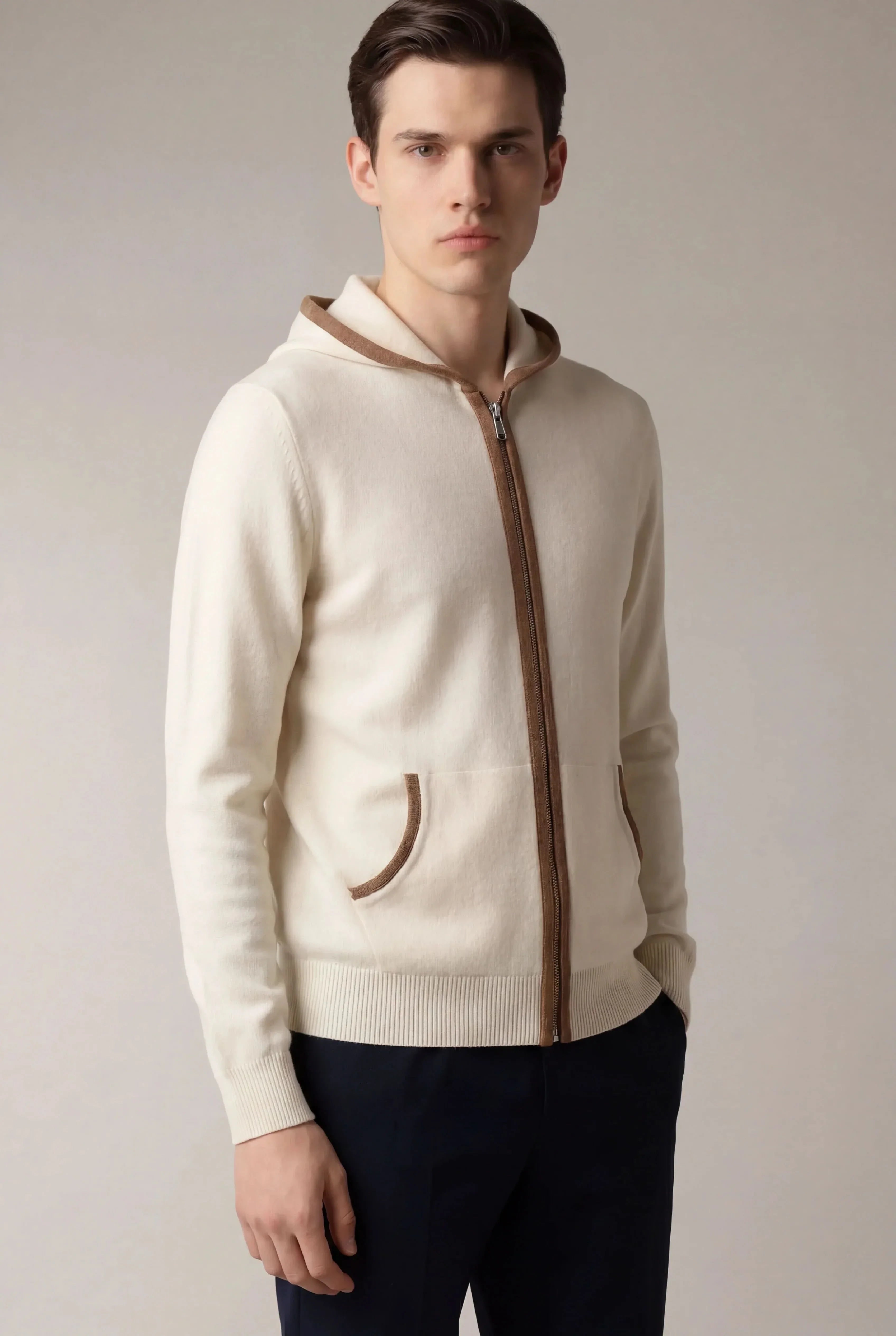 Santoni Extrafine Hoodie Cream