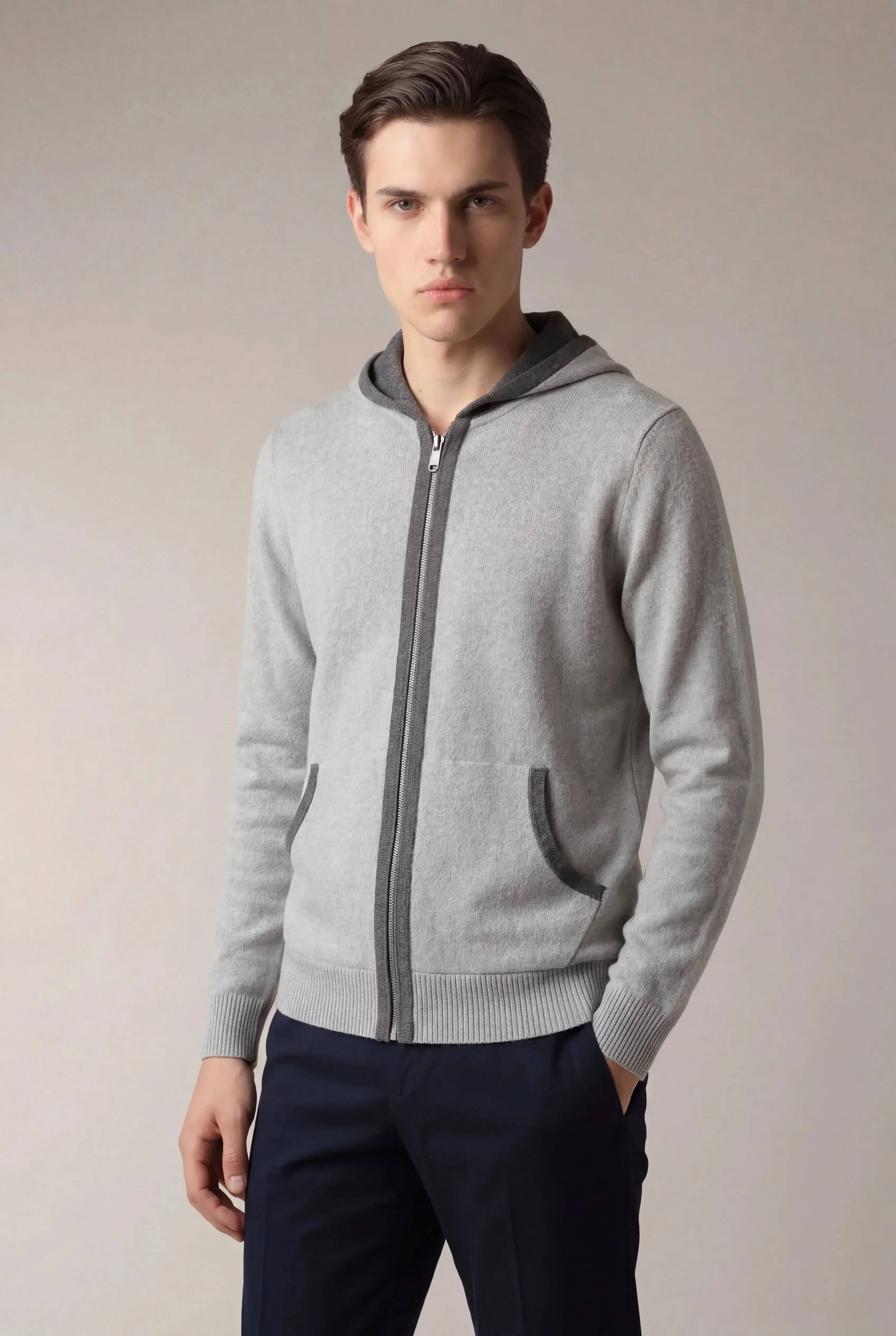 Santoni Extrafine Hoodie Grey