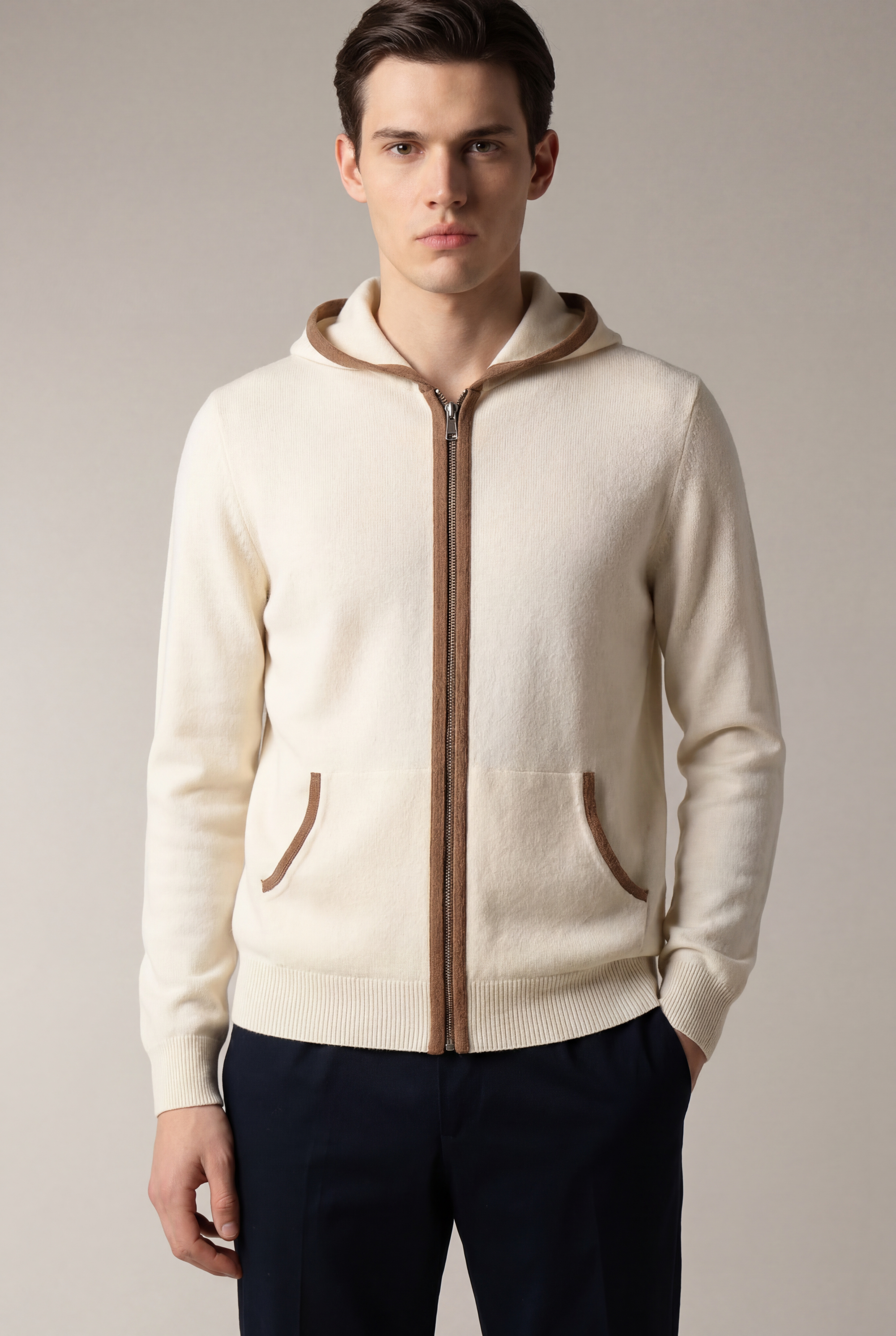 Santoni Extrafine Hoodie Cream