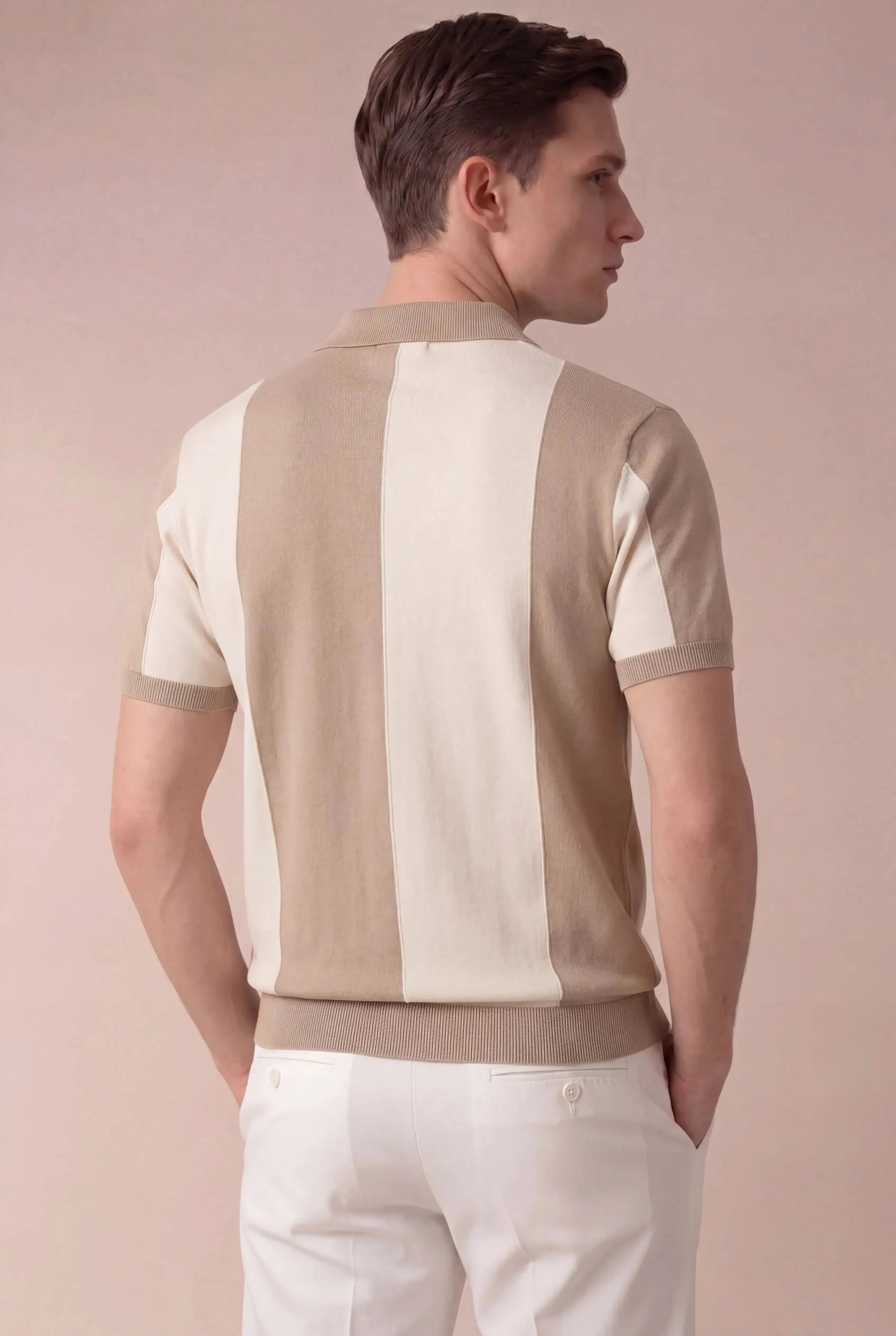 Contaro Colourblock Knit Polo Khaki