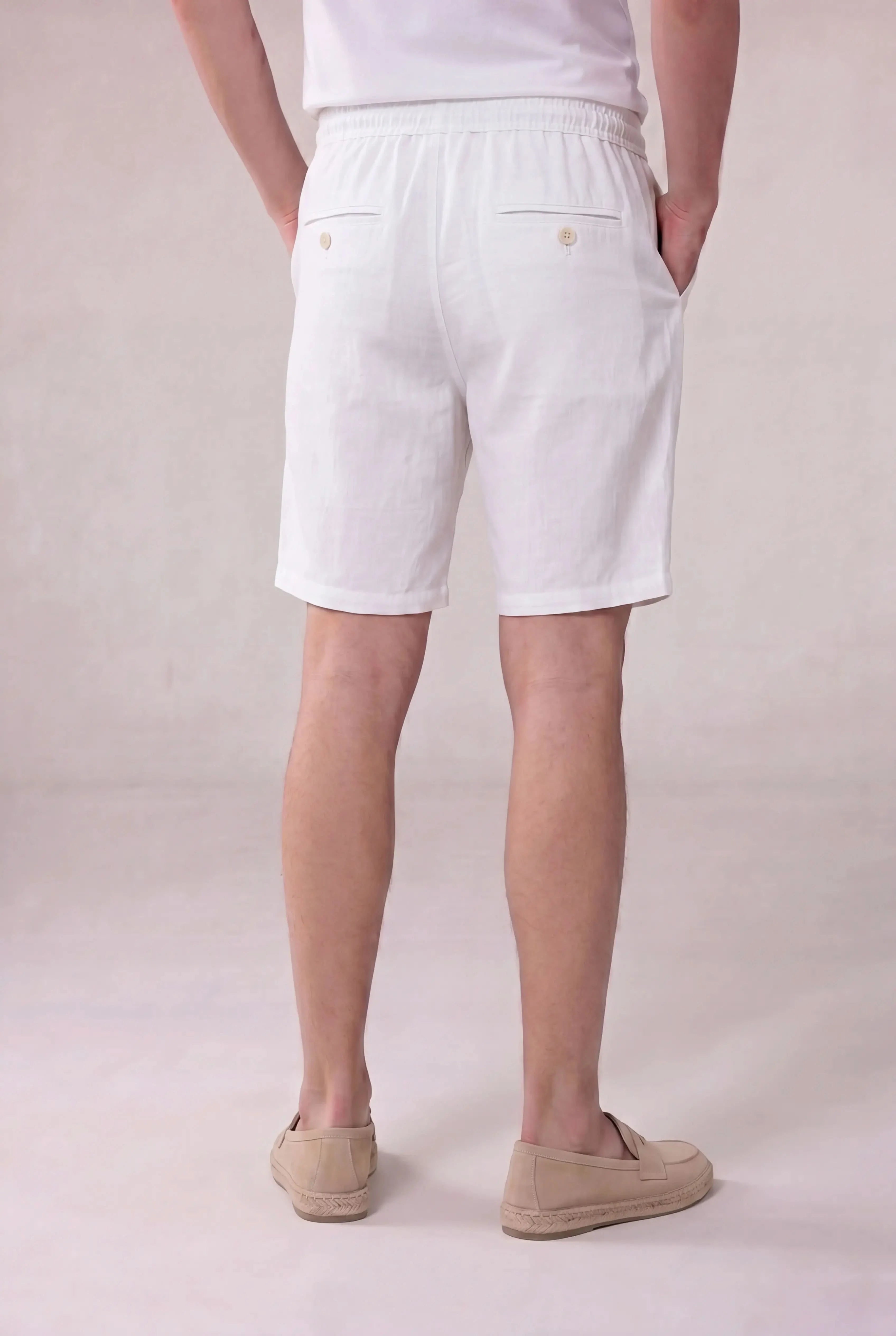 Calvaro Linen Shorts White