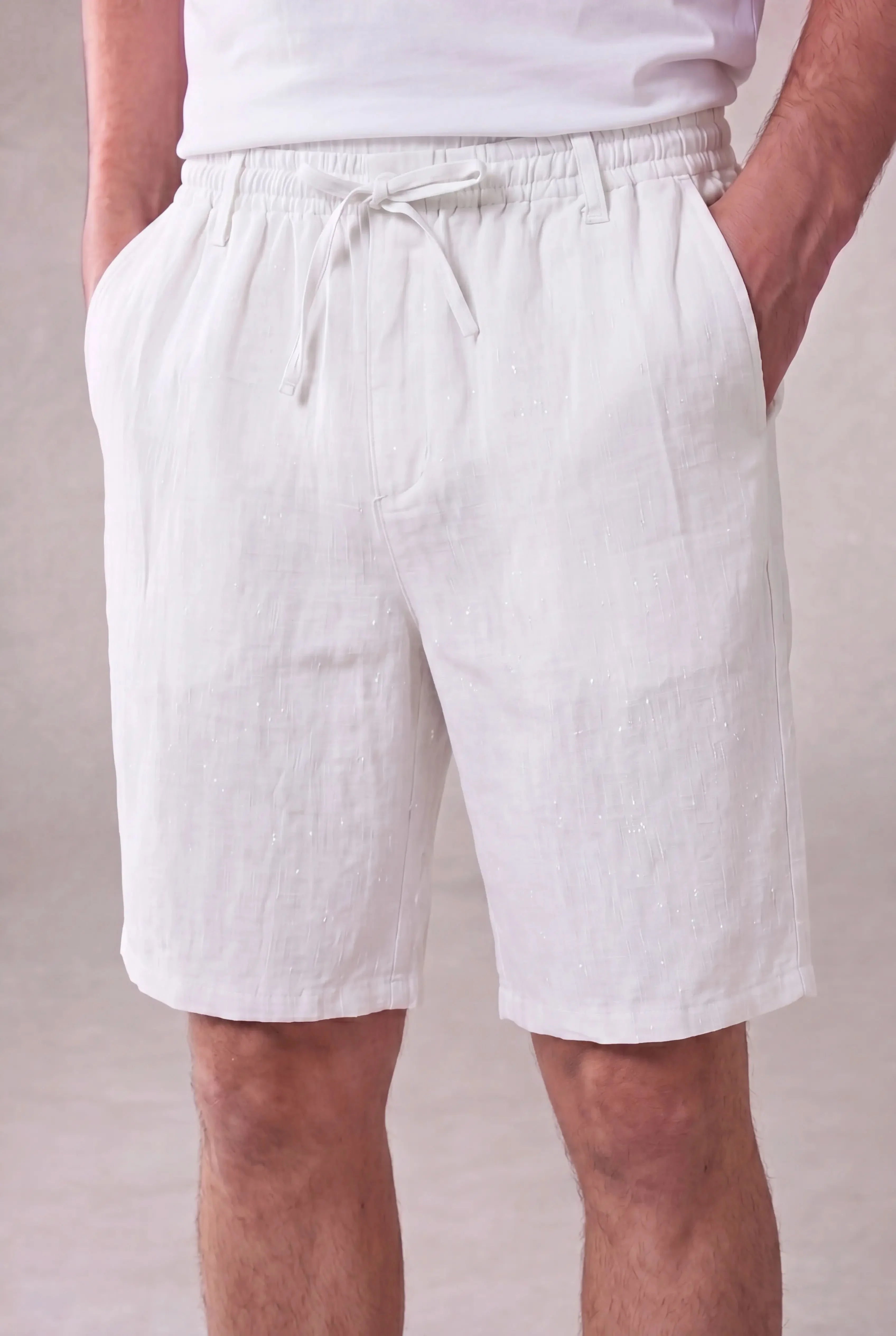 Calvaro Linen Shorts White
