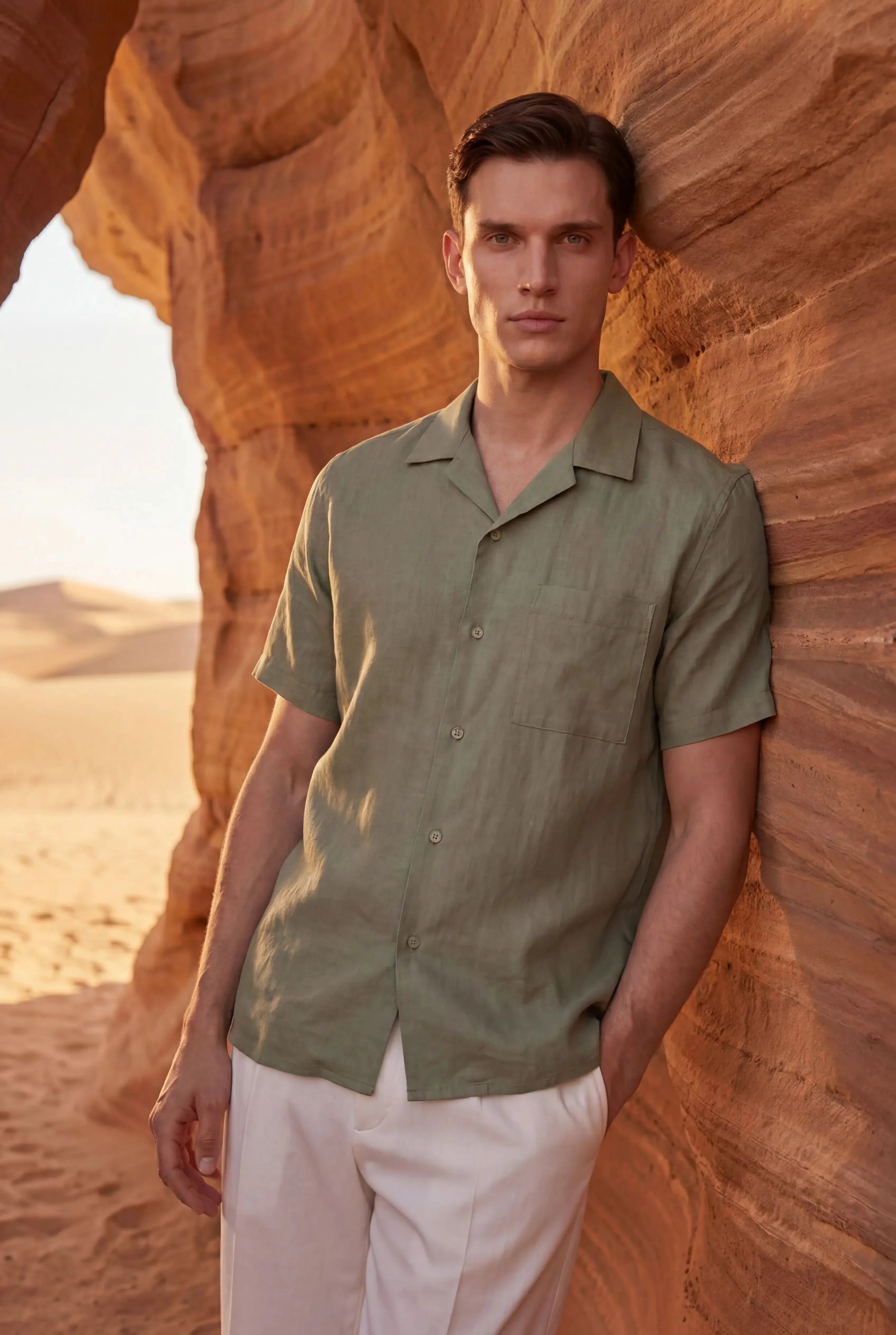 Bianco Linen Shirt Sage