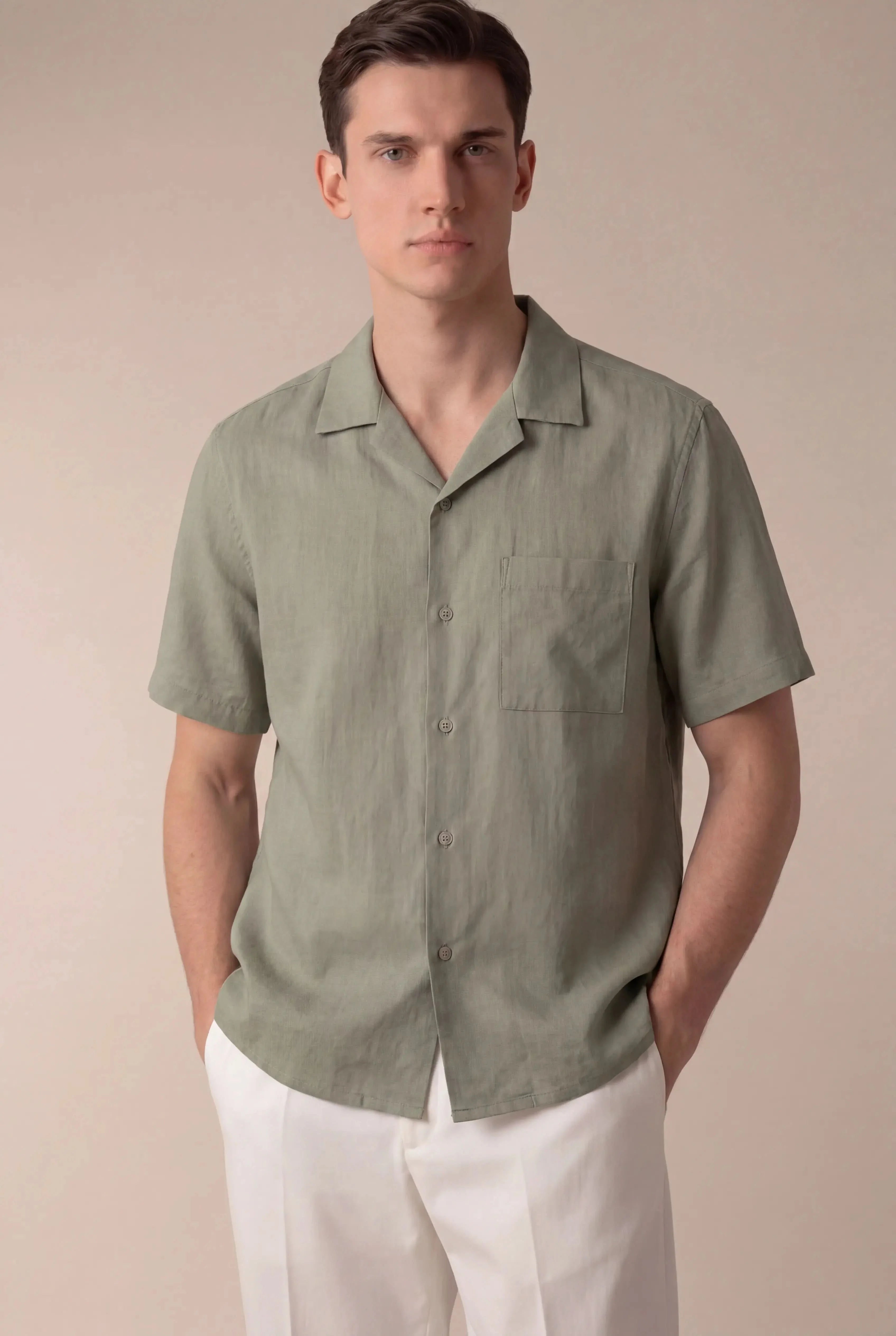 Bianco Linen Shirt Sage