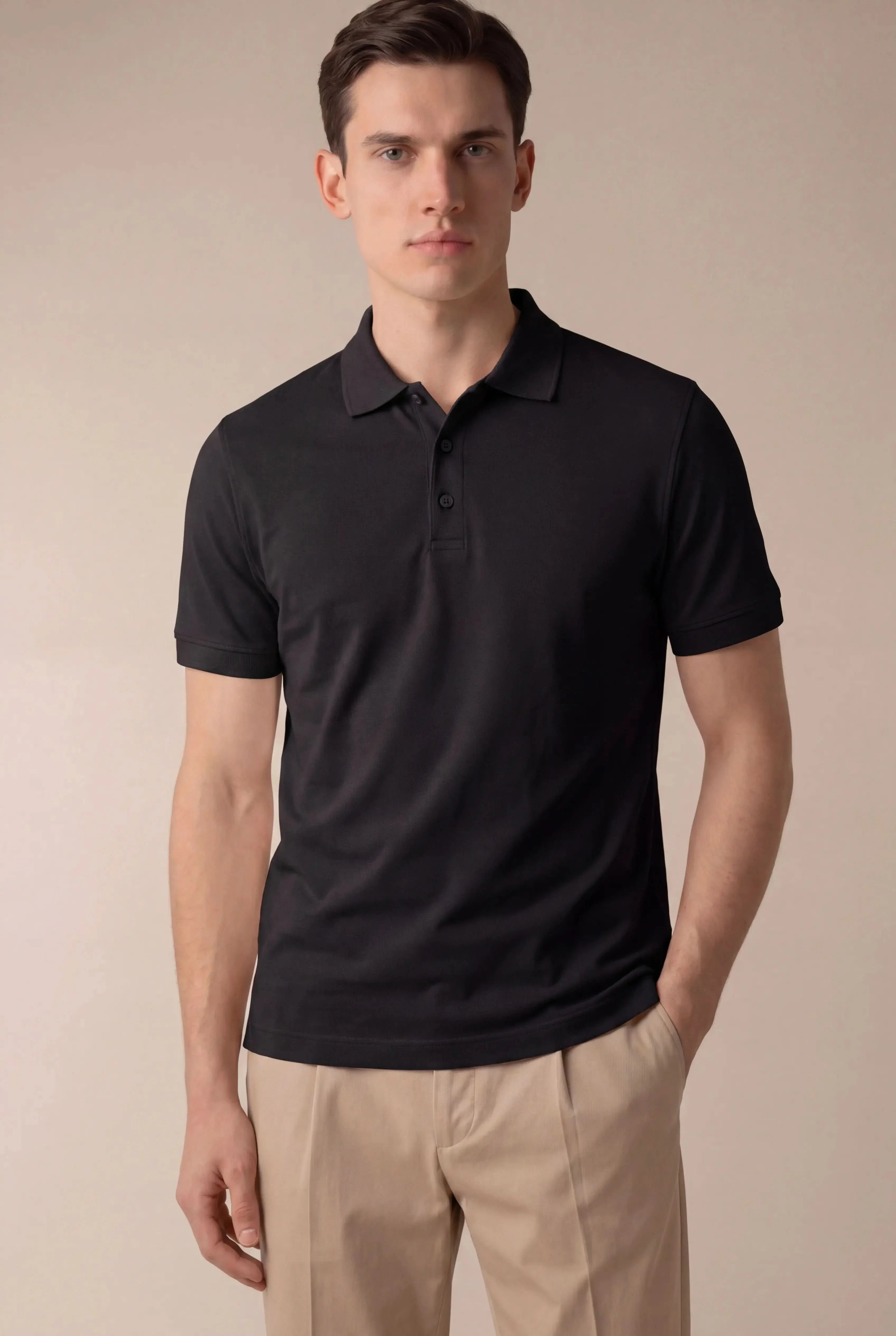 Alvino Cotton Polo Black