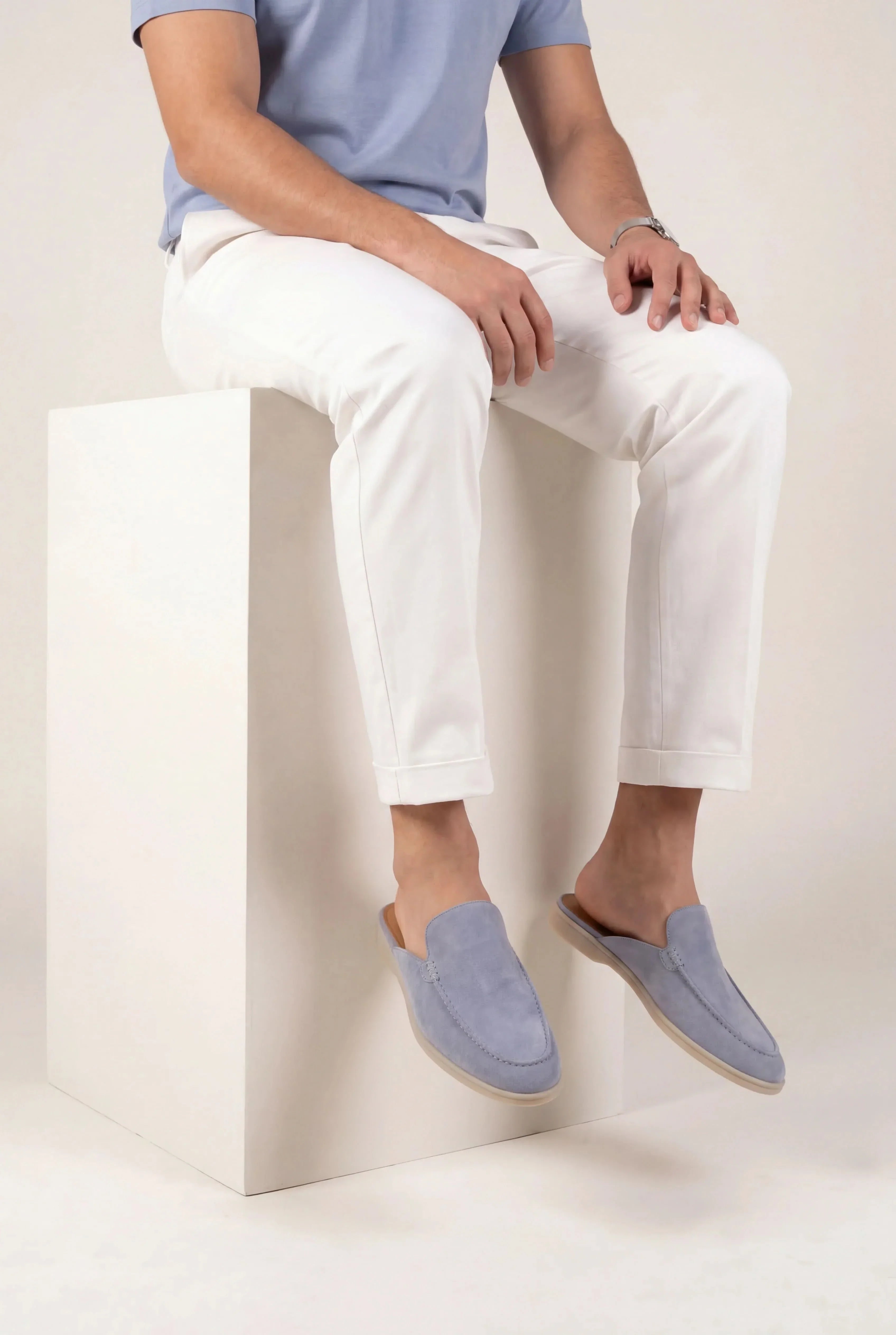 Suède Yacht Mule Baby Blue