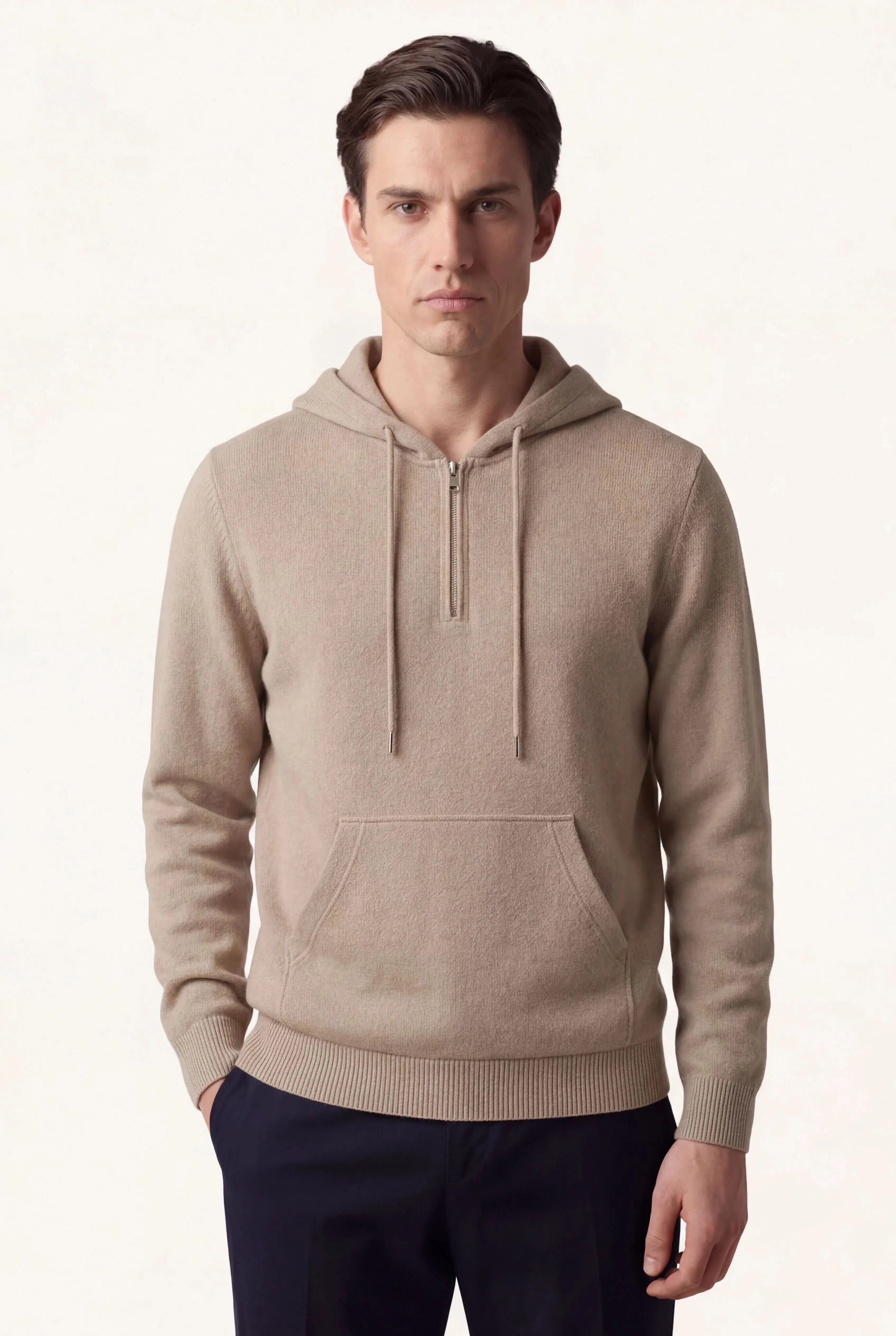 Elio City Zip Hoodie Beige
