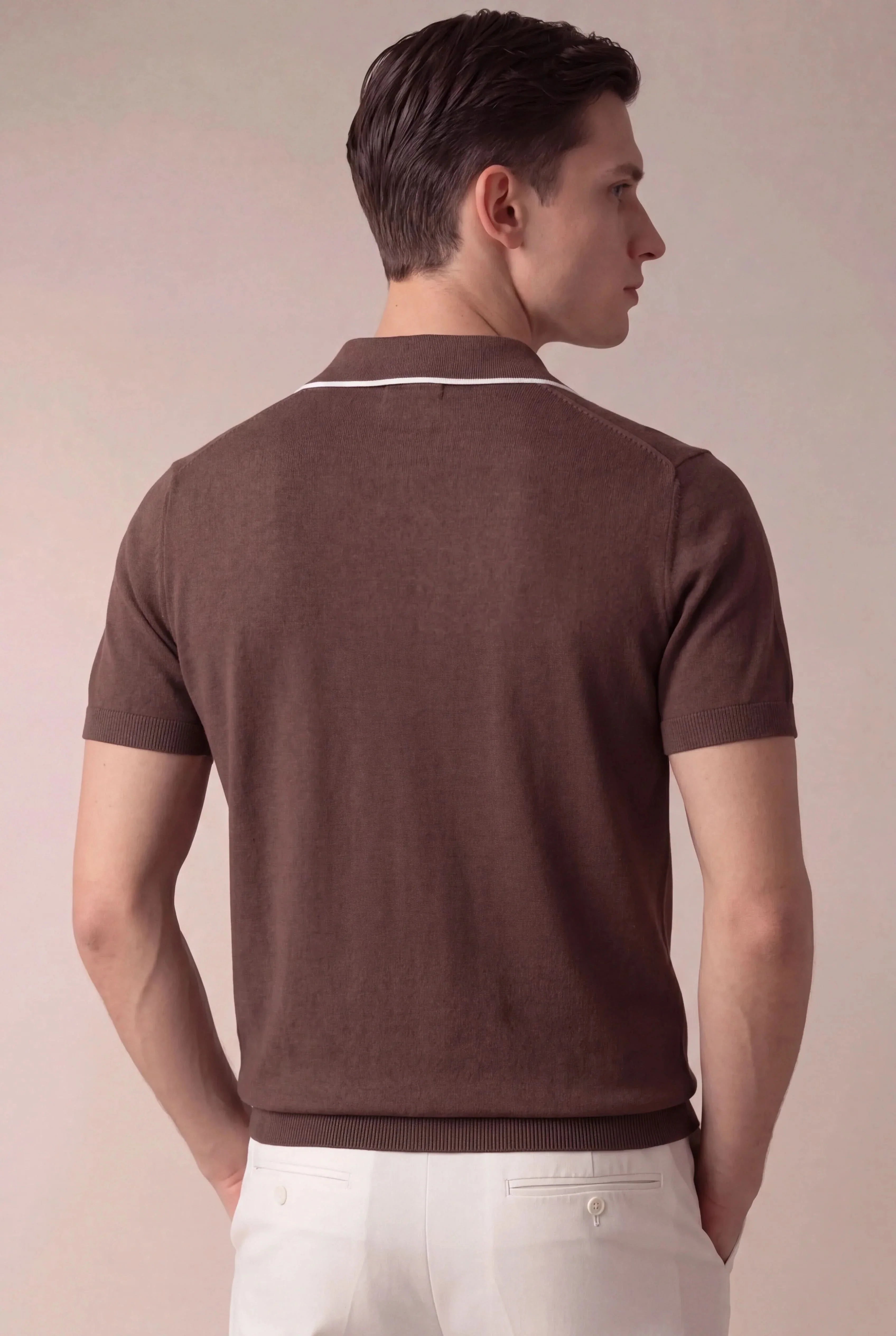 Brown Buttonless Polo