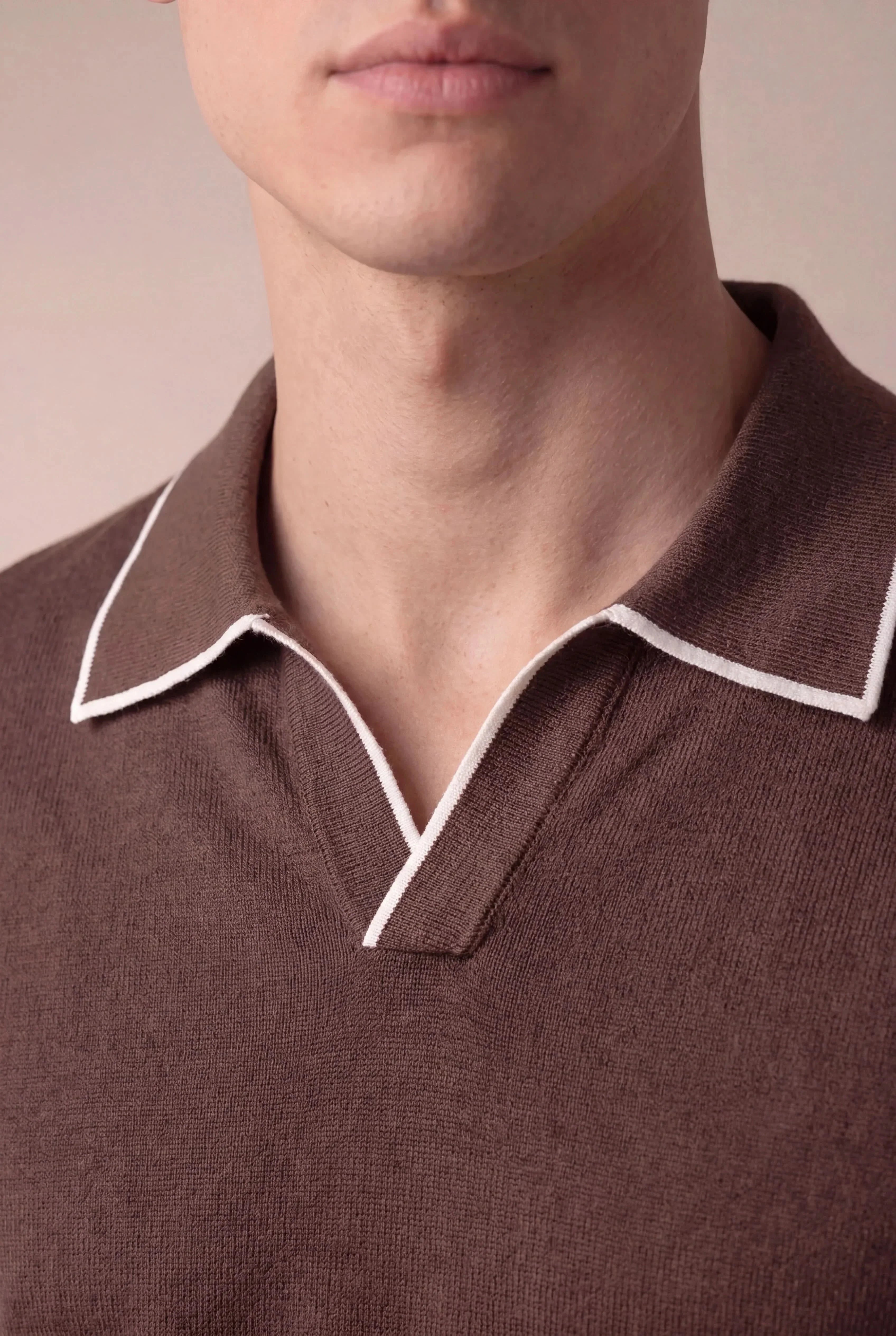 Brown Buttonless Polo