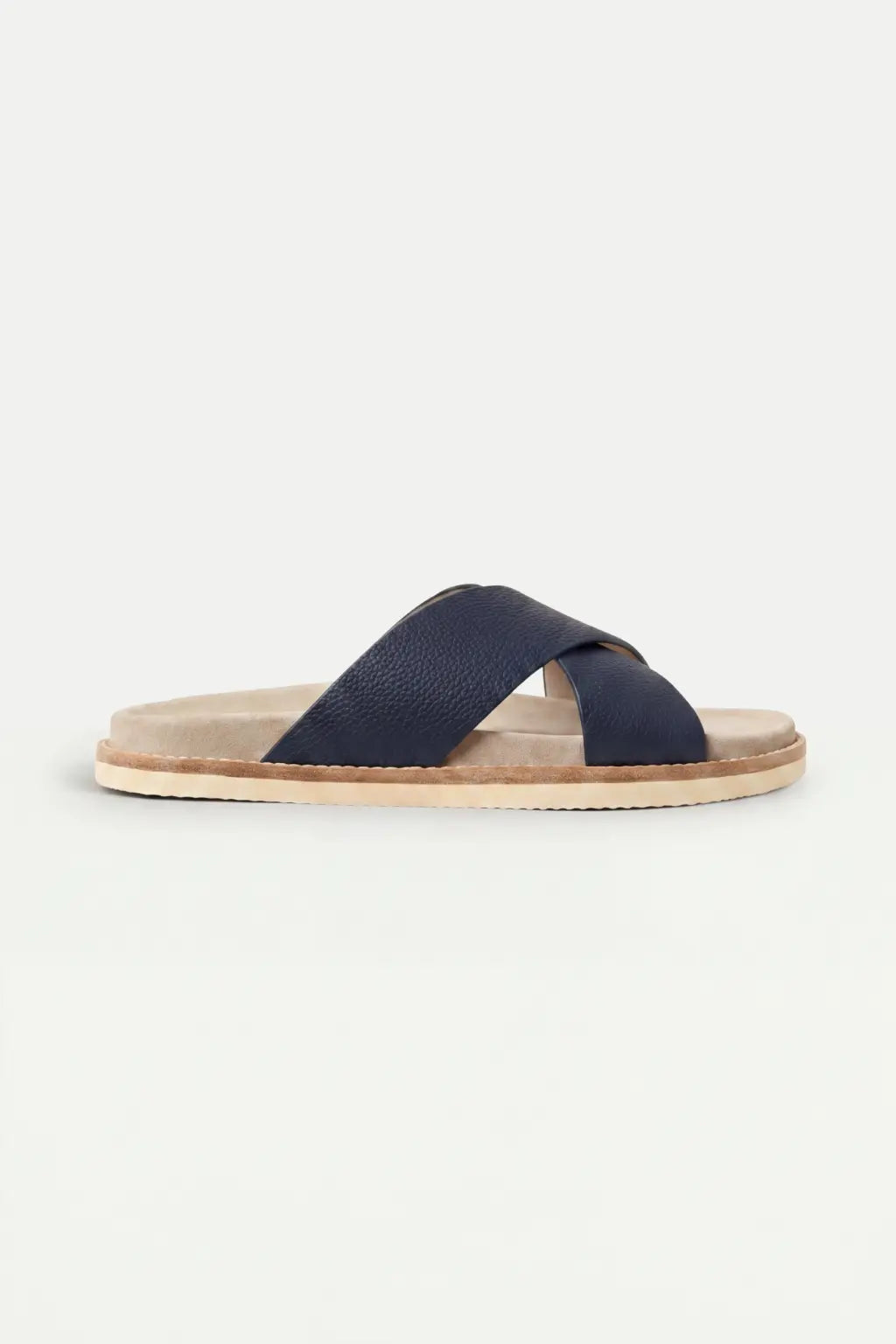 Brescaro Suède Cross-Strap Leather Slide Navy