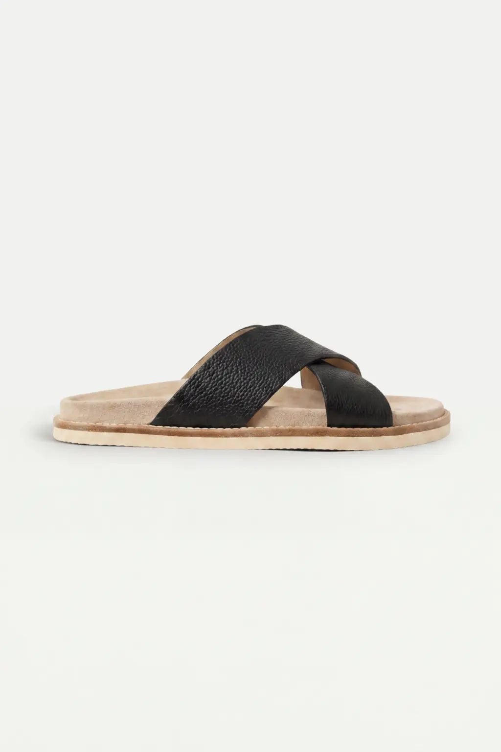 Brescaro Suède Cross-Strap Leather Slide Black