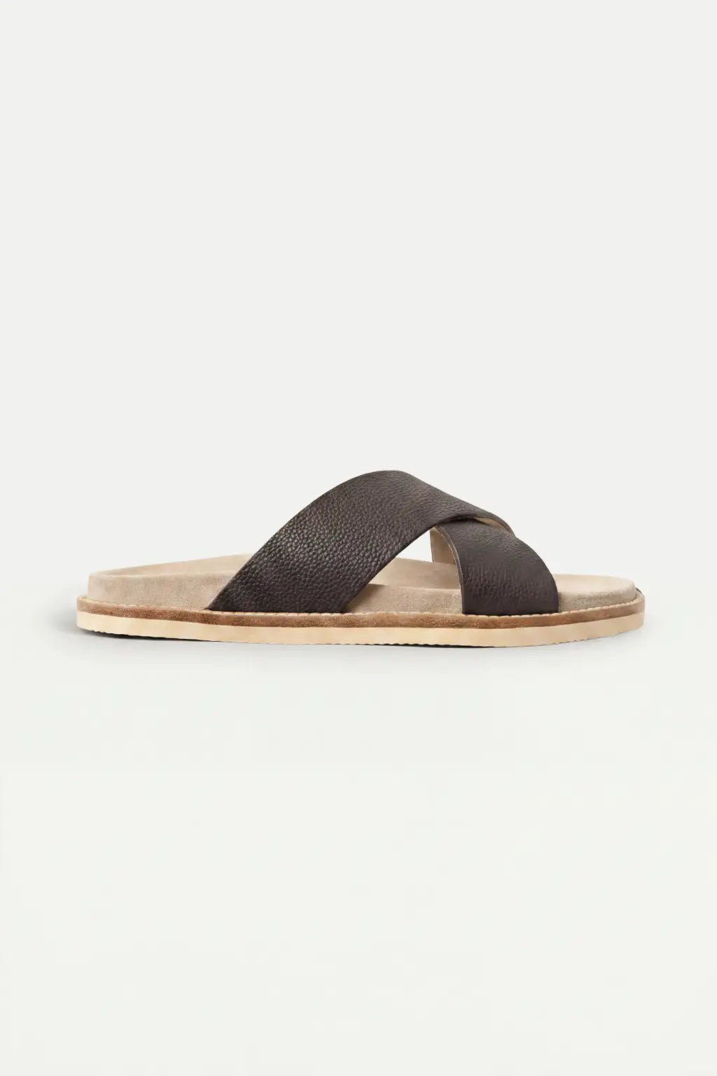 Brescaro Suède Cross-Strap Slide Dark Brown