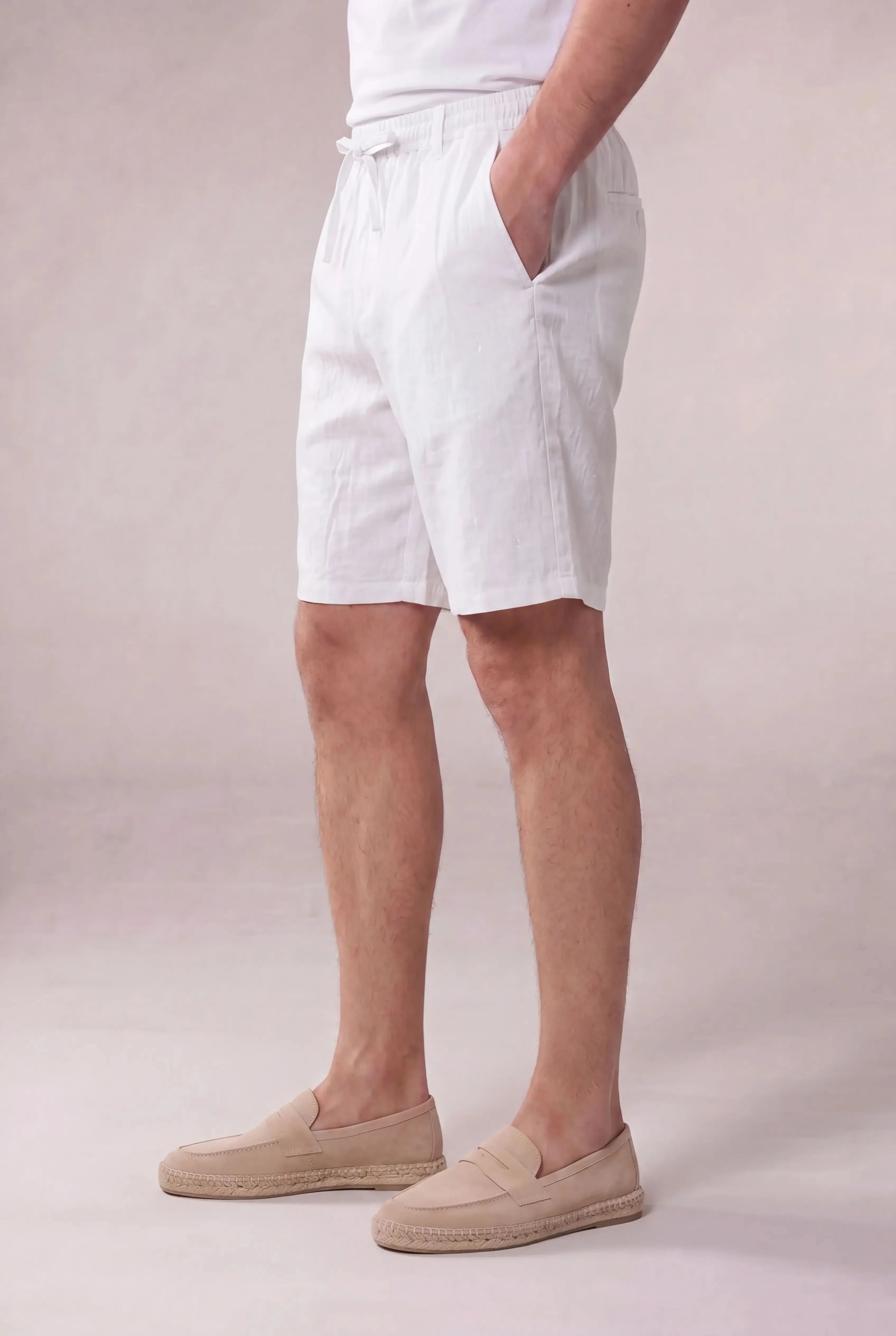 Calvaro Linen Shorts White