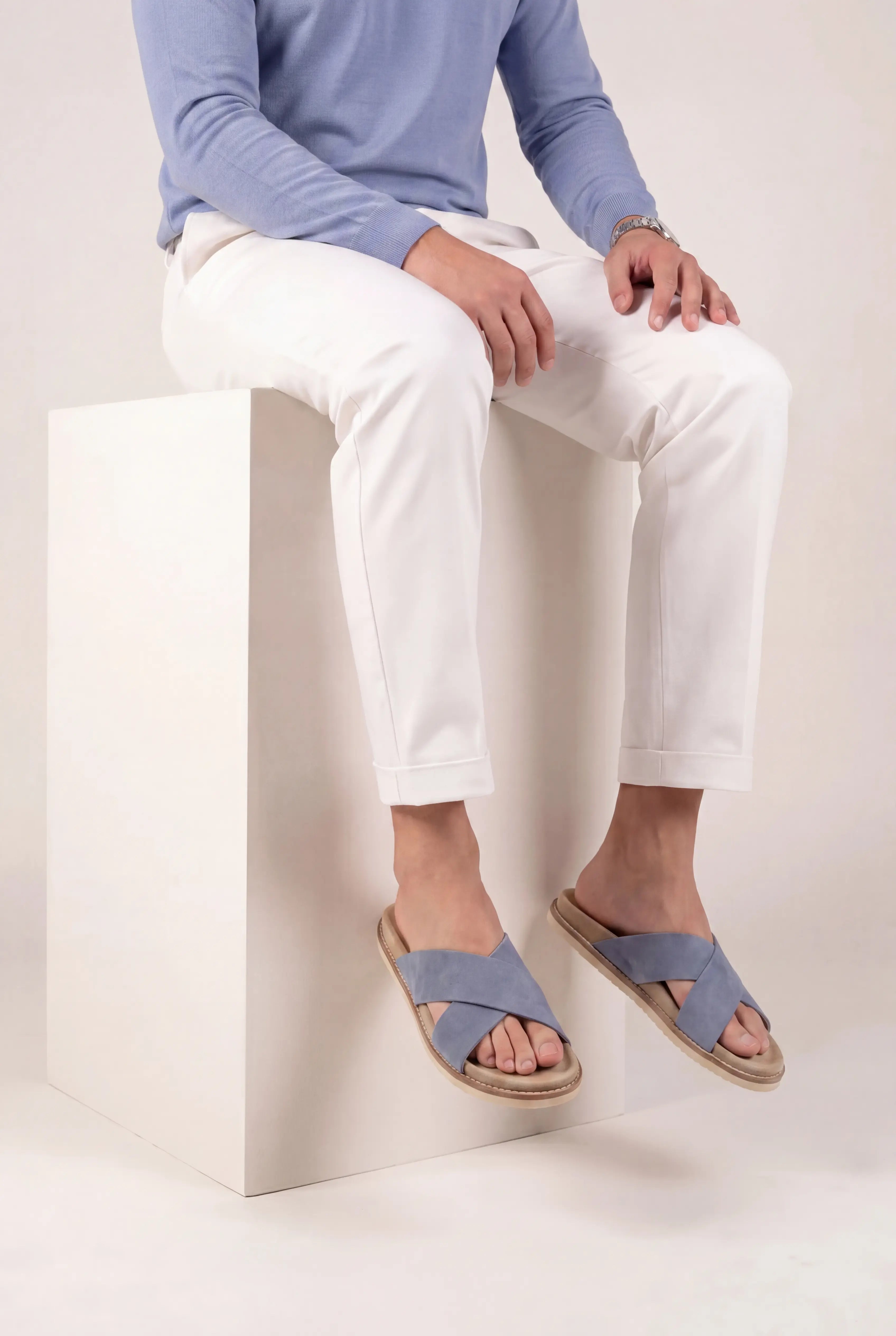 Brescaro Suède Cross Slide Lavender Blue
