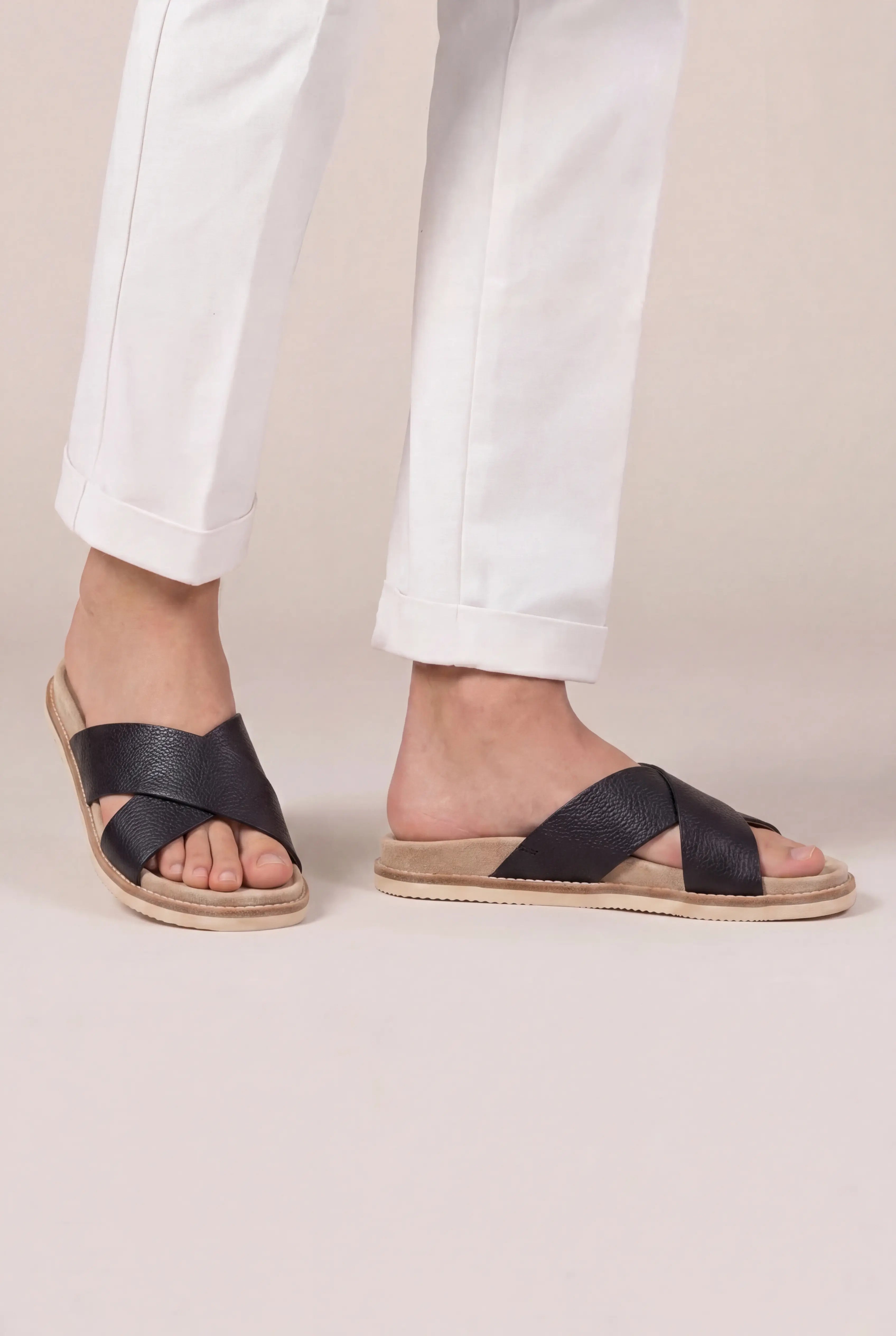 Brescaro Suède Cross Slide Leather Black