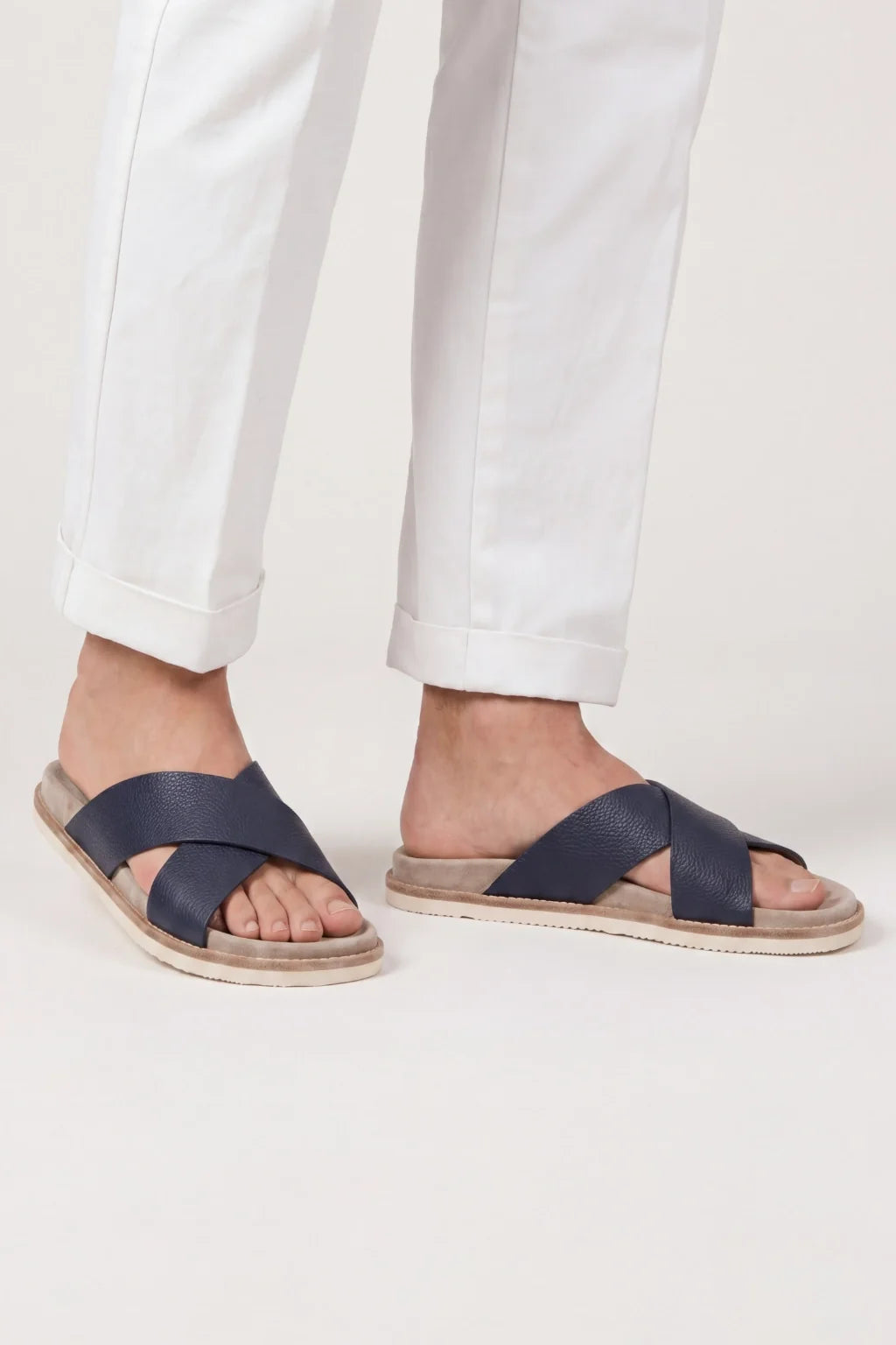 Brescaro Suède Cross Slide Leather Navy